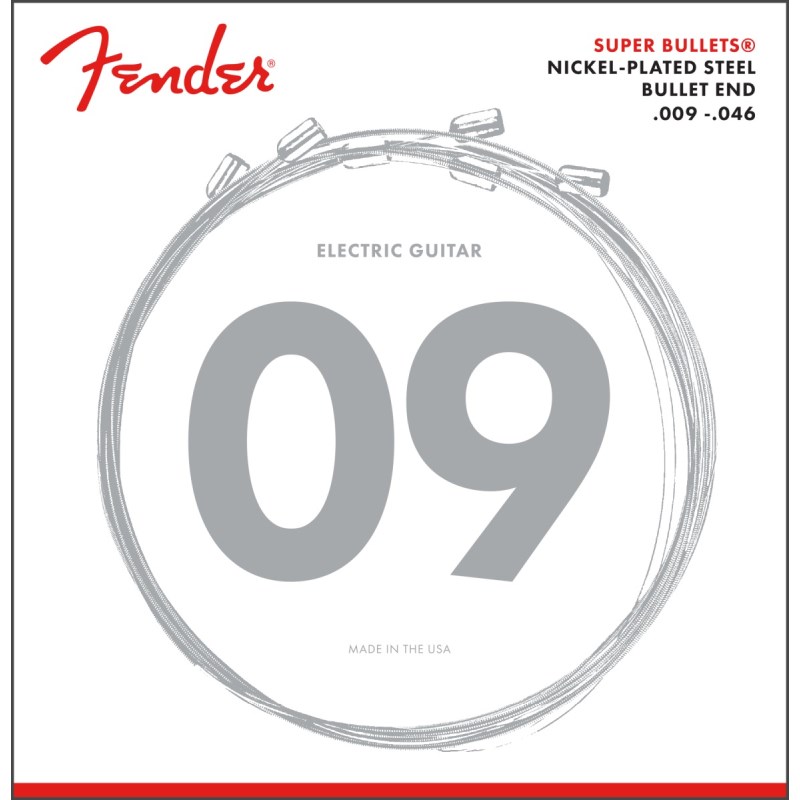 楽器種別：新品Fender USA/新品 商品一覧＞＞楽器アクセサリ【〜5，000円】 商品一覧＞＞弦/エレキギター弦/Fender USA 商品一覧＞＞品揃え豊富な当店なら弦、パーツ、ケーブルなどのアクセサリーがまとめて揃います！Fender USA 3250LR NPS BULLET 9-46 [0733250404]商品説明ニッケル弦の滑らかな感触に、スチール弦の高出力でダイナミックなサウンドを組み合わせました。特徴的なSuper Bullets(R)は、ロックはもちろん、カッティングテクニックを必要とする音楽に最適です。何といっても、このフェンダーオリジナルのブレットエンドは、弦とブリッジブロックの間に音のカップリングを生み出し、チューニングの安定性と長いサスティーンを実現します。※パッケージの切り替えに伴い、新旧のパッケージが混在しておりますが、製品自体に違いはございません。また、パッケージをお選びになることはできかねますので予めご了承下さい。イケベカテゴリ_楽器アクセサリ_弦_エレキギター弦_Fender USA_新品 SW_Fender USA_新品 JAN:0717669853167 登録日:2021/12/30 エレキギター弦 ギター弦 エレキ弦 フェンダー ふぇんだー