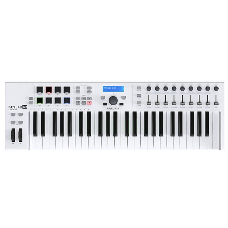 楽器種別：新品MIDIコントローラー/Arturia 商品一覧＞＞MIDIコントローラー【20，000円〜45，000円】 商品一覧＞＞レコーディング機器買うなら、当店で！専門スタッフが迅速丁寧に対応します！Arturia KEYLAB Essential 49(KEYLAB ESN 49)【49鍵盤】商品説明◇主な特徴◇アイディアの表現に必要なものすべてを備え、制作環境を自在にコントロールし、思い描いた通りのパフォーマンスを。使いやすくてパワフルで、磨き抜かれた設計。素早くマスターできるキーボード・コントローラー。ターゲット＝音楽から目を離さず作業が可能。コンピュータを操作するための時間は縮減し、創作、演奏の時間をより多く。音楽制作のワンストップ・ソリューション、KeyLab Essential。手にしたその日から音楽性を楽しめる分かりやすさに、熟練プロデューサーも溺愛する機能をプラス。・高品位プレイング・サーフェス・多機能パフォーマンス・パッド・ロータリー・ノブ＆フェーダー・DAWコマンド・センター・Ableton Live Lite、UVI Grand Piano Model D　付属◇外形寸法◇■49鍵：784 (W) x 248 (D) x 76 (H) mm　3.0kgイケベカテゴリ_DTM_MIDIコントローラー_Arturia_新品 JAN:4959112174597 登録日:2023/10/11 MIDIコントローラー アートリア アートゥリア