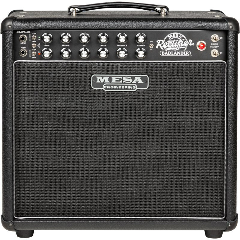 楽器種別：新品Mesa Boogie/Rectifier Series 商品一覧＞＞Mesa Boogie/新品 商品一覧＞＞ギターアンプ・ベースアンプ【200，000円〜375，000円】 商品一覧＞＞ギターアンプ/コンボ/チューブ/Mesa Boogie 商品一覧＞＞安心してお買い物頂けるよう、ミニアンプもコンボアンプも丁寧梱包でお届けします！Mesa Boogie Badlander 25 1X12 Combo（バッドランダー メサ ブギー）商品説明BadlanderはRectifierシリーズの最新機種で、シリーズ伝統のハイゲインかつハイパフォーマンスな特徴はそのままに、よりタイトなローエンドとよりアグレッシブなミッドレンジのキャラクター、そしてより豊かな倍音成分を加えたモデルです。これらのアップデートは、全く新しいプリアンプと、デフォルトでEL84パワー管を搭載しアグレッシブに進化したパワーセクションの恩恵によるものです。90年代初期のオリジナルのDual Rectifier Solo Headとよく似た外観ながら、Badlanderはその斬新かつパーカッシブなキャラクターをもってヘヴィーサウンドの新たな地表を切り開き、同時にその歴史への敬意を示します。Rectifier Badlander25の2つのチャンネルはあらゆるスタイルのサウンドに設定できるので、非常に汎用的でどのようなサウンドも確実にロックさせる力を持っています。両方のチャンネルが同じCLEAN、CRUNCH、CRUSHの3モードを搭載しており、好みに応じたゲインの組み合わせを作り出すことができます。パワースイッチで出力を切り替えることが可能でフル出力の25W、またはトライオード接続による10Wの2段階に設定できます。パワースイッチを切り替えることで電圧を下げるだけでなくEQカーブも変化し、よりSAG感の強いフィールへと変化します。また、内蔵のCabClone IR DIセクションによりさらにフレキシブルで扱いやすいモデルに進化しました。MESAの代表的なスピーカーキャビネットからキャプチャーしたインパルスレスポンスを8種類搭載しています。それぞれ特徴的なトーンをもつ8種類のバーチャル・キャビネットを別々のセッティングで各チャンネルにアサインできるので、ダイレクト・レコーディングやライブでマイキングを行わずにアンプのサウンドを直接ミキシングコンソールへ送る際にも大変便利です。商品詳細Rectifier Type：Silicon DiodesRectifier Tubes：n/aPreamp Tubes：5x 12AX7Power Amp Tubes：2x EL-84Wattage25 or 10 Watt Selectable (Global)Channels & Modes2 Channels / 3 Mode Channel Cloning(TM)Mode Voicings stylesCh. 1 = Clean， Crunch， or Crush (Channel Cloning(TM)) Ch. 2 = Clean， Crunch， or Crush (Channel Cloning(TM))Graphic Eq Reverb Fx SoloFX LoopFoot switchable FunctionsCh. 1/2Speakers Impedance1 - 8 Ohm Celestion Creamback 65 / Total Load = 8 OhmsWeight; 18.14 kg.Dimensions: 45.40 cm H x 48.26 cm W x 28.26 cm DFootswitch：Included - 1 Button Footswitch (Ch. 1/2)Slip Cover：Included - Fitted Slipcoverイケベカテゴリ_ギターアンプ・ベースアンプ_ギターアンプ_コンボ_チューブ_Mesa Boogie_Rectifier Series_新品 SW_Mesa Boogie_新品 JAN:4570155997938 登録日:2024/03/29 ギターアンプ メサブギー