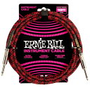 ERNIE BALL #6394 BRAIDED INSTRUMENT CABLE STRAIGHT/STRAIGHT 10FT (RED/BLACK)(2)