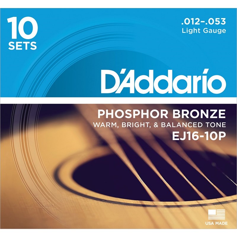 D’Addario Phosphor Bronze 12-53Light EJ16-10P