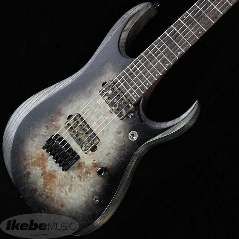 楽器種別：新品エレキギター/Ibanez 商品一覧＞＞エレキギター【125，000円〜235，000円】 商品一覧＞＞当店のギターは、出荷前に専門スタッフが検品・調整しているので安心です！Ibanez Axion Label RGD71ALPA-CKF商品説明モダンで挑戦的なプレイヤーに送る、アクシオン・レーベル・チューン・ダウンに適した26.5インチ（673mm）スケール弦のテンション感を損わず、音の立ち上がりとピッキングのレスポンスに素早く対応します。・ポプラバール・バールTOP / レイヤード・アッシュ&ニャトー・積層ボディTOPとは異なるカラーで塗り分けたSIDES&BACKとのコントラストで、高い質感と際立つ存在感を求めました。また、ボディー外周に施されたコンター加工は、肘やハイポジション演奏時のストレスを軽減し、プレイアビリティの向上に貢献します。・5pcのパンガパンガ材とウォルナット材とで構成した高剛性Nitro Wizard（ナイトロ・ウィザード）ネック高プレイアビリティを追求した薄いシェイプながら硬質な木材を組み合わせることで剛性と豊かなサステインをも獲得しています。・マカッサル・エボニー材指板エボニー材と似た特徴を持ち、硬質で音の立ち上りに優れています。・Sub-zeroトリートメントを施したニッケル・シルバー・フレット摂氏ゼロ度以下の特別な冷却行程を経ることで安定性/耐久性を通常よりも向上させたニッケル・シルバー（洋白）フレットを装備しています。・Bare Knuckle Aftermathピックアップw/コイル・タップ・スイッチ鮮やかで表現力豊かなサウンドが特徴です。ボトムエンドの素早いレスポンス、ダイナミックなミッドレンジ、表現力に富んだハイエンドを実現するサウンド・キャラクターです。コイル・タップ・スイッチを搭載し、フル出力のモダン・サウンドから、低出力のビンテージ・テイストなサウンドまで、多彩なサウンド・メイクを可能にしました。・各弦独立構造のMono-railブリッジ各弦独立構造とすることで弦振動をボディへダイレクトに伝え、素直なボディ鳴りと豊かな倍音を獲得しています。サドルの前後調整幅が広く、多様なチューニングに柔軟に対応できるブリッジです。・Gotoh MG-T ロッキング・マシンヘッド搭載弦交換の利便性を追求し、チューニング・スタビリティに定評のあるGotoh製MG-T ロッキング・マシンヘッドを採用しました。指でダイヤルを回すことにより、ポスト穴に通した弦を簡単にロックできる構造です。・Schaller S-Lockストラップ・ロック・ピン・蓄光素材の指板サイド・ドット・ポジション・マークおよびIbanezロゴ※画像はサンプルです。製品の特性上、杢目・色合いは1本1本異なります。商品詳細Neck type Nitro Wizard-7 5pc Panga Panga/Walnut neckBody Poplar Burl top / Layered Ash & Nyatoh bodyFretboard Macassar Ebony fretboard w/White Step off-set dot inlay & Luminescent side dot inlayFret Jumbo Sub zero treated fretsBridge Mono-rail bridgeNeck pickup Bare Knuckle Aftermath-7 (H) neck pickupBridge pickup Bare Knuckle Aftermath-7 (H) bridge pickupHardware color BlackTuning 1D，2A，3F，4C，5G，6D，7AStirings gauge .010/.013/.017/.026/.036/.046/.059 (D'Addario EXL110-7)Neck DimensionsScale 673mm/26.5Width at Nut 48mmWidth at Last Fret 68mmThickness at 1st 19mmThickness at 12th 21mmRadius 400mmRソフト・ケース付属◆カラー：・CKF (Charcoal Burst Black Stained Flat)イケベカテゴリ_ギター_エレキギター_Ibanez_新品 JAN:4549763280961 登録日:2023/05/26 エレキギター アイバニーズ イバニーズ