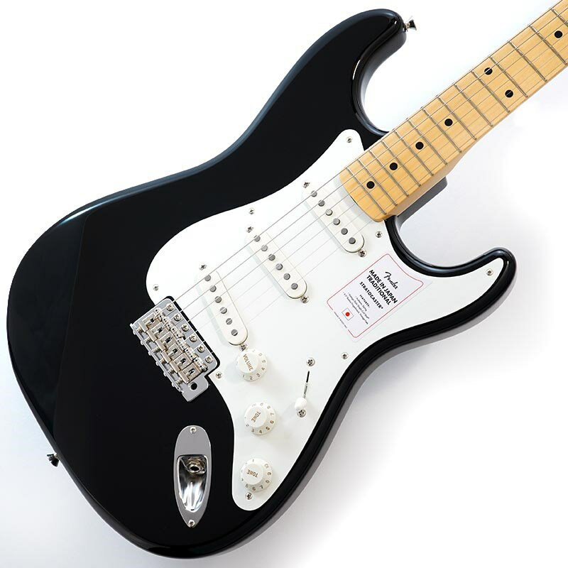 楽器種別：新品Fender Made in Japan/Traditional Stratocaster 商品一覧＞＞Fender Made in Japan/新品 商品一覧＞＞エレキギター【75，000円〜150，000円】 商品一覧＞＞STタイプ/Fender Made in Japan 商品一覧＞＞当店のギターは、出荷前に専門スタッフが検品・調整しているので安心です！Fender Made in Japan Traditional 50s Stratocaster (Black)商品説明Made in Japan Traditionalフェンダーの伝統的な楽器製作の美学と日本の洗練されたクラフトマンシップを融合することで導き出されたMade in Japan Traditionalシリーズ。フェンダーの正統なDNAが、確かなMade in Japanクオリティで蘇ります。Made in Japan Traditional 50s Stratocasterはグロスフィニッシュのバスウッドボディを採用。21本のヴィンテージスタイルフレットを装備した9.5インチラジアスのU シェイプメイプルネックがTraditionalシリーズならではのクラシカルな演奏製を提供します。6サドル式ヴィンテージスタイルSynchronized Tremoloブリッジ、そしてTraditionalシリーズのために選定されたオリジナルピックアップはリアルで音楽的なヴィンテージトーンを奏でます。細めに設計されたナット幅は日本のプレイヤーにも弾きやすい仕様となっています。堅実なギタークラフトマンシップと、プレイヤーのニーズに柔軟に対応する答えが、本シリーズに反映されています。Series: TraditionalBody Material: BasswoodBody Finish: Gloss PolyesterNeck: Maple， U ShapeNeck Finish: Gloss UrethaneFingerboard: Maple， 9.5 (241 mm)Frets: 21， VintagePosition Inlays: Black Dot (Maple)Nut (Material/Width): Bone， 1.615 (41.02 mm)Tuning Machines: Chrome Die-CastScale Length: 25.5 (648 mm)Bridge: 6-Saddle Vintage-Style Synchronized TremoloPickguard: 1-Ply EggshellPickups: Vintage-Style Single-Coil Strat (Bridge)， Vintage-Style Single-Coil Strat (Middle)， Vintage-Style Single-Coil Strat (Neck)Pickup Switching: 5-Position Blade: Position 1. Bridge Pickup， Position 2. Bridge and Middle Pickup， Position3. Middle Pickup， Position 4. Middle and Neck Pickup， Position 5. Neck PickupControls: Master Volume， Tone 1. (Neck Pickup)， Tone 2. (Middle Pickup)Control Knobs: EggshellHardware Finish: Nickel/ChromeStrings: Nickel Plated Steel (.009-.042 Gauges)ソフトケース付きイケベカテゴリ_エレキギター_STタイプ_Fender Made in Japan_Traditional Stratocaster_新品 SW_Fender Made in Japan_新品 JAN:0885978483228 登録日:2020/03/24 エレキギター フェンダー ふぇんだー フェンダージャパン フェンジャパ フェンダーJ ストラト ストラトキャスター