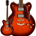 楽器種別：新品エレキギター/GRETSCH 商品一覧＞＞エレキギター/GRETSCH/Streamliner 商品一覧＞＞エレキギター【55，000円〜110，000円】 商品一覧＞＞当店のギターは、出荷前に専門スタッフが検品・調整しているので安心です！GRETSCH G2622 Streamliner Center Block Double-Cut with V-Stoptail Broad’Tron BT-3S Pickups (Fireburst/Laurel)商品説明リフレッシュされたStreamliner Collectionは、Gretschギターの輝かしい過去の要素を再訪し、エキサイティングな新機能と組み合わせることで、優れたパフォーマンス、サウンド、スタイルを驚くべき価値で提供します。G2622 Streamliner Center Block Double-Cut with V-Stoptailは、パワフルなサウンドとGretschならではのスタイリングをよりコンパクトなサイズに収め、現代に甦らせました。G2622は、グレッチに期待されるすべての要素を保ちつつ、楽器にワンランク上のパフォーマンス、スタイル、そしてより大きな音量感を求めるギタリストのために設計されています。・新開発のBroad'Tron BT-3Sハムバッカーを搭載・ダブルカッタウェイの16インチアーチドメイプルボディ、チャンバードセンターブロックを採用・Soft Cシェイプのナトーネック・12インチラジアスローレル指板、パーロイドNeo Classicサムネイルインレイ、22本のミディアムジャンボフレットを採用・ボーンナット・マスターボリューム、マスタートーン、各ピックアップのボリュームコントロールにより、柔軟なトーン設計が可能・マスターボリュームにPush/Pullコイルスプリット機能を内蔵・ラジオコントロールノブ・アンカー付きAdjusto-Maticブリッジ・Gretsch V-Stopテイルピース・3-plyべっ甲柄ピックガード・ニッケルハードウェア※画像はサンプルの為、木目、色味は一本毎に異なります。商品詳細NeckFingerboard Material：LaurelFingerboard Radius：12 (305 mm)Neck Construction：Set-NeckNeck Finish：GlossNeck Material：NatoNumber of Frets：22Nut Material：BoneNut Width：1.6875 (42.86 mm)Position Inlays：Pearloid Neo-Classic ThumbnailBodyBody Finish：GlossBody Material：Arched Laminated MapleBody Shape：Center BlockHardwareBridge：Adjusto-MaticControl Knobs：Gretsch Radio KnobHardware Finish：NickelPickup Covers：NickelStrap Buttons：Standard Strap ButtonStrings：Nickel Plated Steel (.010-.046 Gauges)Switch Tip：BlackTuning Machines：Die-Cast SealedElectronicsBridge Pickup：Broad'Tron BT-3SControls：Volume 1. (Neck Pickup)， Volume 2. (Bridge Pickup)， Master Tone， Master Volume with Push/Pull for Coil SplitNeck Pickup：Broad'Tron BT-3SPickup Switching：3-Position Toggle: Position 1. Bridge Pickup， Position 2. Bridge And Neck Pickups， Position 3. Neck Pickupギグケース付きイケベカテゴリ_ギター_エレキギター_GRETSCH_Streamliner_新品 JAN:0717669924300 登録日:2023/08/13 エレキギター グレッチ ストリームライナー