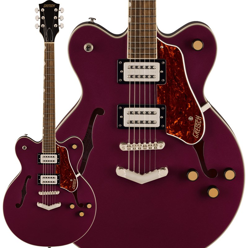 楽器種別：新品エレキギター/GRETSCH 商品一覧＞＞エレキギター/GRETSCH/Streamliner 商品一覧＞＞エレキギター【55，000円〜110，000円】 商品一覧＞＞当店のギターは、出荷前に専門スタッフが検品・調整しているので安心です！GRETSCH G2622 Streamliner Center Block Double-Cut with V-Stoptail Broad’Tron BT-3S Pickups (Burnt Orchid/Laurel)商品説明リフレッシュされたStreamliner Collectionは、Gretschギターの輝かしい過去の要素を再訪し、エキサイティングな新機能と組み合わせることで、優れたパフォーマンス、サウンド、スタイルを驚くべき価値で提供します。G2622 Streamliner Center Block Double-Cut with V-Stoptailは、パワフルなサウンドとGretschならではのスタイリングをよりコンパクトなサイズに収め、現代に甦らせました。G2622は、グレッチに期待されるすべての要素を保ちつつ、楽器にワンランク上のパフォーマンス、スタイル、そしてより大きな音量感を求めるギタリストのために設計されています。・新開発のBroad'Tron BT-3Sハムバッカーを搭載・ダブルカッタウェイの16インチアーチドメイプルボディ、チャンバードセンターブロックを採用・Soft Cシェイプのナトーネック・12インチラジアスローレル指板、パーロイドNeo Classicサムネイルインレイ、22本のミディアムジャンボフレットを採用・ボーンナット・マスターボリューム、マスタートーン、各ピックアップのボリュームコントロールにより、柔軟なトーン設計が可能・マスターボリュームにPush/Pullコイルスプリット機能を内蔵・ラジオコントロールノブ・アンカー付きAdjusto-Maticブリッジ・Gretsch V-Stopテイルピース・3-plyべっ甲柄ピックガード・ニッケルハードウェア※画像はサンプルの為、木目、色味は一本毎に異なります。商品詳細NeckFingerboard Material：LaurelFingerboard Radius：12 (305 mm)Neck Construction：Set-NeckNeck Finish：GlossNeck Material：NatoNumber of Frets：22Nut Material：BoneNut Width：1.6875 (42.86 mm)Position Inlays：Pearloid Neo-Classic ThumbnailBodyBody Finish：GlossBody Material：Arched Laminated MapleBody Shape：Center BlockHardwareBridge：Adjusto-MaticControl Knobs：Gretsch Radio KnobHardware Finish：NickelPickup Covers：NickelStrap Buttons：Standard Strap ButtonStrings：Nickel Plated Steel (.010-.046 Gauges)Switch Tip：BlackTuning Machines：Die-Cast SealedElectronicsBridge Pickup：Broad'Tron BT-3SControls：Volume 1. (Neck Pickup)， Volume 2. (Bridge Pickup)， Master Tone， Master Volume with Push/Pull for Coil SplitNeck Pickup：Broad'Tron BT-3SPickup Switching：3-Position Toggle: Position 1. Bridge Pickup， Position 2. Bridge And Neck Pickups， Position 3. Neck Pickupギグケース付きイケベカテゴリ_ギター_エレキギター_GRETSCH_Streamliner_新品 JAN:0717669924294 登録日:2023/08/13 エレキギター グレッチ ストリームライナー