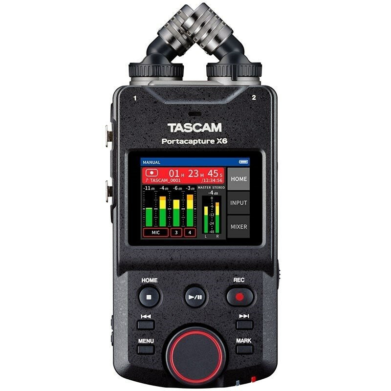 楽器種別：新品TASCAM/新品 商品一覧＞＞レコーディング【25，000円〜50，000円】 商品一覧＞＞レコーダー・プレイヤー/レコーダー/TASCAM 商品一覧＞＞レコーディング機器買うなら、当店で！専門スタッフが迅速丁寧に対応します！TASCAM Portacapture X6(国内正規品)【WS-86プレゼントキャンペーン】商品説明★『WS-86』プレゼントキャンペーンを5月1日から実施★対象商品の購入＆応募で必ずもらえる！音声収録やフィールドレコーディングにお勧めのウインドスクリーンプレゼントキャンペーン開催！・対象商品：TASCAM Portacapture X8TASCAM Portacapture X6・プレゼント品：TASCAM WS-86(ウインドスクリーン)【応募要項】購入対象期間：2024年5月1日 〜 2024年9月30日※領収書等 (レシート、納品書、通信販売の購入履歴のスクリーンショット) に記載された購入日付が期間内の場合のみ有効です。【応募締切】2024年10月15日 23:59【応募方法】スマートフォンやデジタルカメラで領収書等 (レシート、納品書、通信販売の購入履歴のスクリーンショット) および製品外箱のバーコードラベルを撮影したのち、TASCAMメーカーサイト専用窓口より応募をお願い致します。※プレゼント品の発送はお申込み頂いて確認後、約1カ月程度で発送いたします。 （やむを得ない事情により、プレゼント品の発送が遅れる場合がありますので予めご了承ください。）※シリアル番号は、「S/N」または「Ser.-No」から始まるラベルに記載されています。------------------------★6トラックポータブルレコーダー『 Portacapture X6』■主な特長2.4インチのカラータッチパネルディスプレイを採用した直観的な操作を実現するランチャーシステムマルチトラックレコーディング、ポッドキャスト、ミュージック、ボイス（インタビューやVlog）、フィールドレコーディング、ASMRなどのレコーディングアプリケーション■主な特徴・2系統のXLRロック付き入力端子を装備し、マイクレベル、ラインレベルの両方に対応・各系統別にファンタム電源(24V/48V)に対応・自社開発のマイクプリアンプ HDDA (High Definition Discrete Architecture)を 搭載・最大96kHz / 32 bit floatの録音に対応・マイクユニットを回転させることで、True X-Y 方式と A-B方式の切り換えが可能なコンデンサーマイクを搭載・6-in/2-outのUSBオーディオインターフェース機能を搭載・内蔵マイクは、USBオーディオ入力ソースとして使用可能・USBオーディオインターフェースとして機能しながら、本体SDカードへの録音が可能・32 bit floatでのUSB伝送に対応（アップデートにて対応予定）・最大6トラック(4入力 + 2ミックス)のマルチトラック録音が可能・Atomos社の対応製品とワイヤレスでタイムコード同期が可能（アップデートにて対応予定）・別売BluetoothアダプターAK-BT1を装着することで、コントロールアプリPortacapture Controlからのワイヤレスリモートコントロールが可能※別売のBluetoothアダプター「AK-BT1」が必要です。■その他特長・デュアルレコーディングモードでは、各トラックを異なるファイル形式で録音可能・ローカットフィルター、コンプレッサー、リミッター、オートゲインコントロール、リバーブ、ノイズゲート、ノーマライズなど多彩な機能を搭載・アプリ設定をUSER SETTINGSとして、また入力設定をプリセットとしてそれぞれ3つまでストアすることが可能（アップデートにて対応予定）・MIC/EXT IN(CAMERA)端子を装備、カメラ本体の収録音のモニターや、ワイヤレスマイク、プラグインパワーマイクの音声入力などに対応・PODCASTアプリにUSBミックスマイナスを追加、通話などリモートで参加するゲストの音声のエコーを抑制（アップデートにて対応予定）・アッテネート機能を備えたLINE(CAMERA)出力端子を装備し、カメラなどの外部機器に音声を出力可能・ヘッドホン出力、または内蔵スピーカーによる音声モニタリングが可能・micro SD/micro SDHC/micro SDXC(最大512GB)の記録メディアに対応・マーク機能とスレートトーン機能を搭載・電源は、単3形電池4本、パソコンからのUSBバスパワー、専用ACアダプターPS-P520U(別売)・多言語メニュー表示に対応・英語/日本語/フランス語/スペイン語/ドイツ語/イタリア語/中国語/韓国語【製品の仕様】■記録メディア・microSDカード (64MB - 2GB)・microSDHCカード(4GB - 32GB)・microSDXCカード(48GB - 512GB)※Class 10以上のカードが必要■録音再生フォーマット・WAV(BWF):44.1k/48k/96kHz、16/24 ビット、32 ビットfloat・MP3:44.1k/48kHz、128k/192k/256k/320kbps■チャンネル/トラック数・入力チャンネル数：最大4 チャンネル・録音トラック数：最大6 トラック(4トラック、ステレオミックス)■ヘッドホン出力：ヘッドホン端子■コネクター：φ 3.5mm（1/8）ステレオミニジャック■内蔵スピーカー：0.4W（モノラル）■USB：端子：USB タイプC(転送方式：USB2.0 High-Speed)■USB オーディオ・サンプリング周波数・44.1k / 48k / 96kHz・量子化ビット深度： 24 bit・入力数：6 チャンネル（本機からの出力）・出力数：2 チャンネル（本機への入力）■Bluetooth 機器接続端子：Bluetooth アダプター(AK-BT1)専用■電源・単3形電池4本(アルカリ乾電池、ニッケル水素電池またはリチウム乾電池)・パソコンからのUSB バスパワー・専用AC アダプター(TASCAM PS-P520U、別売)■消費電力：7.5W(最大時)■外形寸法：75 x 174.3 x 37.2 mm（W x H x D、突起を含まず）■質量：365g/265g（電池を含む／電池を含まず）■同梱品・Portacapture X6x1・単3形アルカリ乾電池x4・取扱説明書(保証書付き)x1・TASCAM ID登録ガイドx1※詳細な製品仕様はメーカーサイトをご確認下さい。イケベカテゴリ_レコーディング_レコーダー・プレイヤー_レコーダー_TASCAM_新品 SW_TASCAM_新品 JAN:4907034134014 登録日:2023/01/25 レコーダー タスカム