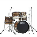 楽器種別：新品ドラムセット/TAMA 商品一覧＞＞ドラムセット【55，000円〜110，000円】 商品一覧＞＞安心してお買い物頂けるよう、スネアもシンバルも丁寧梱包でお届けします！TAMA Imperialstar 18 バスドラムキット シンバル無しセット / コーヒー・チーク・ラップ [IP58H6-CTW] 【お取り寄せ品】商品説明【New Imperialstar - affordable all in one Drum Set】[Imperialstar]「これからドラムを始める方に、使いやすく、耐久性に優れたドラムセットを提供すること」。そのために、これまで培ってきたドラム生産や開発のノウハウを詰め込み、かつエントリークラスのセットとしてお求めやすい価格を実現したのが、このImperialstar（インペリアルスター）ドラムセットです。IP58H6は、設置スペースの限られるような場所でもセッティング可能な、18 口径のバスドラムをベースとし、音程の高低さをより明瞭に付けられる10 と12 口径のタムタムに、14 口径のフロアタムという組み合わせです。スタンダードな22 口径のバスドラムと比較して、タムの高さをより低くしてセットアップ可能で、付属のスネアスタンドもロー・ポジションタイプを採用していますので、身長が高くないプレイヤーにも適しています。ドラム、シンバルをセットアップするためのハードウェア（スタンド）、ドラムペダル、そしてドラムスローンも含んでおり、お好きなブランド、グレードのシンバルと組み合わせてご使用頂けます。●All Poplar Shells (6ply / 8mm)強いアタックと暖かいサウンドを兼ね備えたトーンが魅力のポプラシェルを採用。シェルフィニッシュは木目調のカバリング「コーヒー・チーク・ラップ」を含む4色からお選び頂けます。●Bearing Edgeドラムにおいてベアリングエッジの形状はサウンドを左右する重要な要素の1つ。Imperialstarでは上位機種と同じエッジ形状を採用することで、音抜けの良い、クリアなサウンドを実現します。●Accu-Tune Bass Drum Hoops軽量でありながら抜群の耐久性を誇る、FRP（強化プラスティック）製のバスドラムフープ。安定したチューニングとバスドラムのサウンドを引き締める効果があります。フックレス構造で、ヘッドの交換もスピーディに行えます。●Spur Bracketsバスドラムを支えるスパー・ブラケットには、上級機種と同じ調整方式を採用した、ダイキャスト製ブラケットを装備。確実な固定力と耐久性を実現します。●Double Tom Holder (MTH600)タムタムの固定方式には、上級機種にも採用されているオムニボール方式を採用。無段階調整による微妙なセッティングポジションを実現すると共に、高い固定力も実現しています。●Drum Heads打面ヘッドには厚めのクリアヘッドを採用し、より高い耐久性を実現しました。また、バスドラムヘッドにはリングミュートを装備し、低音のフォーカスされたサウンドが得られます。●Imperialstar Hardwareドラムセット付属のスタンドは、ドラムスローンを除き3脚部がダブルレッグ仕様となっており、シンプルながらも高い安定性を実現しています。ハイハットスタンドにはツインペダル（セットには付属しません）のセッティングの際に便利なSwivel Foot機構を搭載。また、IP58H6（RC）モデルのスネアスタンドには、バスドラムのサイズに合わせてスネアをより低くセット出来るモデルを採用しています。●Drum Pedal & Throne付属のIRON COBRA 200シングルペダルは、フラットなデザインのフットボードと、安定した素直な踏み心地が特徴です。付属のデュアルサイドビーターは、通常はフェルト面を、メッシュヘッドに交換した際は樹脂面でヒットするように調整してください。付属のスローンは13 径のラウンドシートで、安定性に優れたダブルステー構造の3脚部を持つモデルです。商品詳細＜IP58H6 セット内容＞バスドラム：18×14 w/タムホルダーマウントタムタム：10×7タムタム：12×8フロアタム：14×12スネア：14×5ダブルタムホルダー（MTH600）ドラムスローン（HT25）ドラムペダル（HP200P）ストレート・シンバルスタンドブーム・シンバルスタンドスネア・スタンド（ロー・ポジション）ハイハット・シンバルスタンド＜カラー＞コーヒー・チーク・ラップ（CTW）※本モデルは、上記セット内容のみでの販売のみとなります。ドラム単品、ハードウェア単体（MTH600、HT25、HP200Pを除く）での販売は行いませんのでご了承ください。※画像はイメージです。一部シンバル付きセットの画像を含みます。イケベカテゴリ_ドラム_ドラムセット_TAMA_新品 JAN:4549763311993 登録日:2022/04/21 ドラムセット ドラムキット タマ