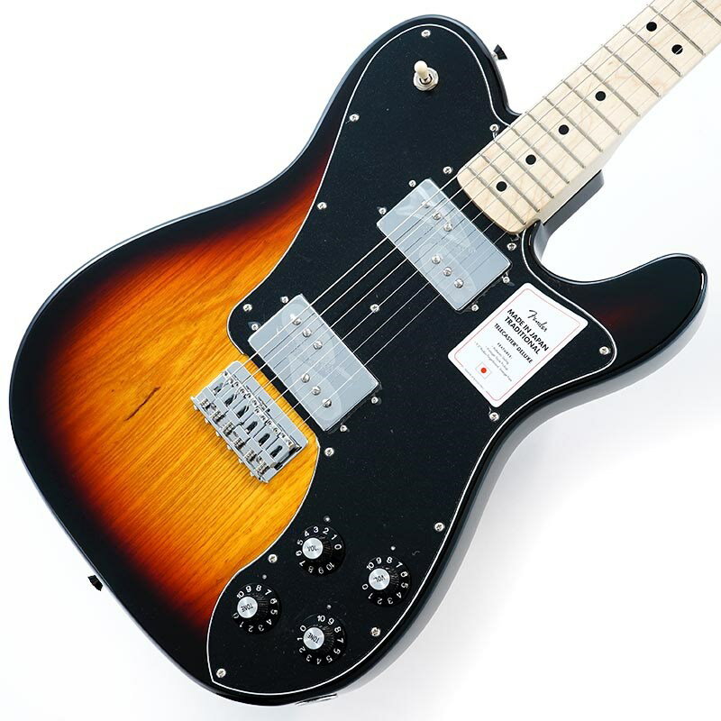 楽器種別：新品エレキギター/Fender Made in Japan 商品一覧＞＞エレキギター/Fender Made in Japan/Traditional Telecaster 商品一覧＞＞エレキギター【100，000円〜190，000円】 商品一覧＞＞当店のギターは、出荷前に専門スタッフが検品・調整しているので安心です！Fender Made in Japan Traditional 70s Telecaster Deluxe (3-Color Sunburst)商品説明Made in Japan Traditionalフェンダーの伝統的な楽器製作の美学と日本の洗練されたクラフトマンシップを融合することで導き出されたMade in Japan Traditionalシリーズ。フェンダーの正統なDNAが、確かなMade in Japanクオリティで蘇ります。Made in Japan Traditional 70s Telecaster Deluxeはグロスフィニッシュのアッシュボディを採用。21本のヴィンテージスタイルフレットを装備した9.5インチラジアスのUシェイプメイプルネックがTraditionalシリーズならではのクラシカルな演奏製を提供します。6サドル式String-Through-Bodyブリッジ、そしてTraditionalシリーズのために選定されたオリジナルピックアップはリアルで音楽的なヴィンテージトーンを奏でます。細めに設計されたナ ット幅は日本のプレイヤーにも弾きやすい仕様となっています。堅実なギタークラフトマンシップと、プレイヤーのニーズに柔軟に対応する答えが、本シリーズに反映されています。 ※画像はサンプルです。製品の特性上、杢目、色合いは1本1本異なります。商品詳細Series: TraditionalBody Material: AshBody Finish: Gloss PolyesterNeck: Maple， U ShapeNeck Finish: Gloss UrethaneFingerboard: Maple， 9.5 (241 mm)Frets: 21， VintagePosition Inlays: Black Dot (Maple)Nut (Material/Width): Bone， 1.615 (41.02 mm)Tuning Machines: Fender? Vintage F StampedScale Length: 25.5 (648 mm)Bridge: 6-Saddle Strings-Through-Body HardtailPickguard: 3-Ply BlackPickups: Fender? Wide Range Humbucking (Bridge)， Fender? Wide Range Humbucking (Neck) Pickup Switching: 3-Position Toggle: Position 1. Bridge Pickup， Position 2. Bridge and Neck Pickups， Position3. Neck PickupControls: Volume 1. (Neck Pickup)， Volume 2. (Bridge Pickup)， Tone 1. (Neck Pickup)， Tone 2.(Bridge Pickup)Control Knobs: Vintage-Style Skirted Black PlasticHardware Finish: Nickel/ChromeStrings: Nickel Plated Steel (.009-.042 Gauges)ギグケース付属イケベカテゴリ_ギター_エレキギター_Fender Made in Japan_Traditional Telecaster_新品 JAN:0885978483839 登録日:2022/06/03 エレキギター フェンダー ふぇんだー フェンダージャパン フェンジャパ フェンダーJ テレキャスター テレキャス