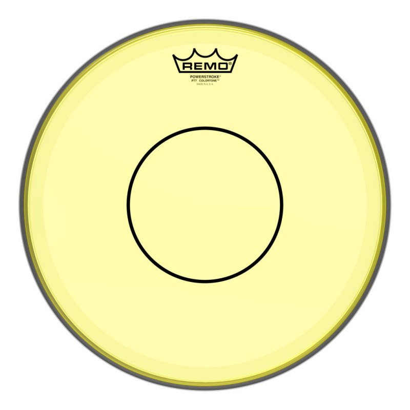 楽器種別：新品ドラムヘッド/REMO 商品一覧＞＞ドラムヘッド/REMO/スネア用 商品一覧＞＞ドラムヘッド【〜10，000円】 商品一覧＞＞安心してお買い物頂けるよう、スネアもシンバルも丁寧梱包でお届けします！REMO P7-314 #YE [Powerstroke 77 Clear Colortone 14 / Yellow]商品説明REMO COLORTONE 〜YOUR SOUND IN COLOR〜【P7-314 #YE [Powerstroke 77 Clear Colortone 14 / Yellow] パワーストローク・77・クリア・カラートーン・14インチ / イエロー】＜COLORTONE＞レモ独自の絵柄や模様をヘッドに入れ込むSkyndeep（スキンディープ）イメージ・テクノロジーにより、ヘッド自体の響きやトーン、そして、耐久力を損なうことなく、カラー・ヘッドを作り出しました！＜Powerstroke 77＞耐久性でいえば最強のパワーストロークといっても過言ではないドラムヘッド。既存モデルのパワーストローク4同様のダブルフィルム＋リングミュートの構造で、さらにトップにクリアーのセンタードットを装備することで、ミュート感を減らすとともに、アタックを強調。それだけ強力なスペックながら、ピッチは低めに設定。超パワーヒッターで、さらに、低音感をも求めるドラマーにお勧めするモデルの一つです。カラー：イエローフィニッシュ：クリア厚み：2Ply 14mil（7mil+7mil） + リングミュート + トップ・センタードットサイズ：14インチ※画像はイメージです。イケベカテゴリ_ドラム_ドラムヘッド_REMO_スネア用_新品 JAN:0757242627518 登録日:2018/05/23 ドラムヘッド スネア用 レモ