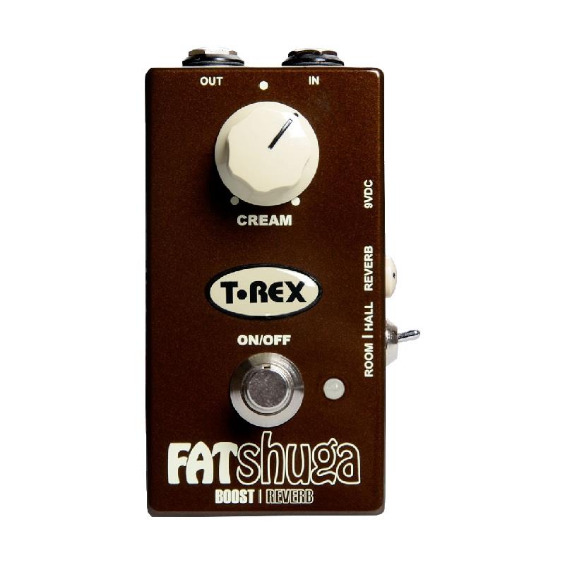 楽器種別：新品T-REX/新品 商品一覧＞＞エフェクター【10，000円〜30，000円】 商品一覧＞＞ギター用エフェクター/歪み系/ブースター/T-REX 商品一覧＞＞安心してお買い物頂けるよう、コンパクトもマルチも丁寧梱包でお届けします！T-REX Fat Shuga　Booster Reverb（ブースター/リバーブ）商品説明ギターサウンドにパンチと雰囲気を与えるブースター/リバーブペダルFAT SHUGAはクリーミーなゲインブースターと2種類のリバーブエフェクトを1台に閉じ込めたブースター/リバーブペダルです。ゴージャスなサウンドFAT SHUGAはクリーミーなオーバードライブ/ブーストエフェクトとリバーブエフェクトが搭載された2-in-1ペダルです。クラシックなリバーブのアンビエントとクリーミーなゲインブーストでサウンドをよりゴージャスに彩ります。オーバードライブのようなクリーミーさFAT SHUGAのブーストはクリームのように滑らかで程よいゲインブーストになっています。 オーバードライブのような雰囲気を持ちながらも、あくまでブーストという域は出ないブーストサウンドです。 真空管アンプでもソリッドステートアンプでも、サウンドに絶妙なコクを与えてくれます。2種類のリバーブ多くのギタリストはリバーブサウンドの虜です。そこでT-REXは2種類のリバーブをFAT SHUGAに搭載しました。繊細な味付けのルームリバーブから、壮大なホールリバーブのアンビエンスまで、素晴らしいゴージャスなサウンドをご提供します。主な特徴・クリーミーなオーバードライブ/ ブースト・アンプライクなダイナミックでレスポンスの良い歪み・リアルで温かみのあるヴィンテージリバーブサウンド・切り替え可能な2 種類のリバーブ(Room/Hall)商品詳細INPUTインピーダンス：1 MΩOUTPUTインピーダンス ：1 kΩ電源：9 VDC センターマイナス (電源アダプター別売、9V電池駆動可能)消費電流：66 mA外部端子：INPUT(6.3mm TS)， OUTPUT(6.3mm TS)， DC IN(5.5mm x 2.1mm)外形寸法（高さ x 幅 x 奥行き）：55 x 70 x 115（mm）※ノブ、スイッチ含む重量：218 gイケベカテゴリ_エフェクター_ギター用エフェクター_歪み系_ブースター_T-REX_新品 SW_T-REX_新品 JAN:0811059011783 登録日:2026/01/03 エフェクター コンパクトエフェクター ストンプボックス Tレックス