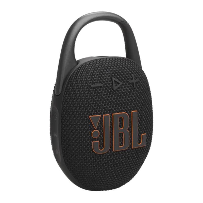楽器種別：新品JBL/新品 商品一覧＞＞レコーディング【5，000円〜15，000円】 商品一覧＞＞モニタースピーカー/モニタースピーカー/JBL 商品一覧＞＞パワーレックは、専門スタッフに気軽に相談できる渋谷発のDTM・レコーディング機材専門フロアです。JBL Clip 5 Black (ブラック)(ジェイビーエル)(スピーカー)(防水防塵対応)(CLIP5BLK)【国内正規品・1年保証】商品説明【製品の特長】ウルトラポータブルなBluetoothスピーカーJBL CLIP 5 は、片手で持ち運べるほど小型ですが、サイズに騙されてはいけません。間口の広いカラビナ構造で、何にでもクリップできます。強力なドライバーとパッシブラジエーターが、より大きく奥行きのあるJBLプロサウンドとパンチの効いた低音を実現します。1回の充電で最大12時間の連続再生が可能。プレイタイムブーストをオンにすればさらに長時間の再生も可能です。IP67規格の防水・防塵性能を備えており、ハイキングやキャンプにも最適です。2台のCLIP 5をペアリングすることでステレオ再生に対応。また、複数のJBL Auracast対応スピーカーと接続することで、さらにスケールの大きなサウンドを楽しむことも可能です。豊富なカラー展開から、気分にぴったりの1台がが見つかるはずです。CLIP 5があれば、毎日がもっとエキサイティングになります。●ウルトラポータブルJBLプロサウンド小さいサイズに騙されないで。JBL CLIP 5は、パワフルなJBLプロサウンドとパンチの効いた低音で、本格的な音楽の迫力をお届けします。小さなスピーカーからは想像できないほどの力強いJBLプロサウンドが鳴り響きます。●さらに改良されたカラビナ完全一体型のカラビナは開きやすいように再設計されており、さらに使い勝手が良くなっています。CLIP 5はバックパックからベルトループまで、あらゆるアイテムに取り付けて、音楽をいつでもどこでも持ち運びできます。●12時間再生だけでなく、プレイタイムブーストモードをオンにすればさらに3時間再生することが可能です。バッテリー残量は心配ご無用。1回の充電で最大12時間再生可能。プレイタイムブーストをタップすれば再生時間がさらに最大3時間延長されます。パフォーマンスを調整して最適化し、より大音量で鮮明なサウンドを実現します。●防水・防塵対応JBL CLIP 5はIP67規格の防水・防塵対応により、プールサイドでのパーティや海辺のピクニックなど、さまざまな場面でお使いいただけます。*充電は必ず端子が乾いた状態で行ってください。故障や火災の原因となります。●JBL PortableアプリJBL Portableアプリを使用して、製品のアップデート、サポート情報へのアクセス、各種機能のロック解除のすべてをスマートフォンから直接行うことができます。複数のEQプリセットオプションでサウンドを調整することもできます。すべてカスタマイズ可能なイコライザで高音、中音、低音を調整。自分にぴったりのサウンドに。●リサイクル素材を採用JBL CLIP 5には、スピーカーグリルに再生プラスチックと再生ファブリックが使用されています。また、パッケージはFSC認証紙を使用し、環境負荷の低いソイインクで印刷されています。●Auracastによるマルチスピーカー接続もっとスケールの大きなJBLプロサウンドを楽しみたい？ 2台のCLIP 5を使用してステレオ再生が可能です。また、さらに複数のJBL Auracast対応スピーカーをワイヤレス接続すれば、もっとスケールの大きなサウンドが実現します。●鮮やかなカラーバリエーション最新のストリートファッションとライフスタイルトレンドにインスパイアされた独特なカラー展開。全く新しい色調と配色でデザインしました。【製品の仕様】仕様一覧出力 (W)7オーディオ仕様再生周波数帯域95 Hz - 20 kHzサイズ寸法（幅×高さ×奥行き）（cm）8.6 x 13.5 x 4.6寸法（幅×高さ×奥行き）（in）3.4 x 5.3 x 1.8本体重量(kg)0.285本体重量(lbs)0.628コントロール及び接続仕様Bluetoothトランスミッタ周波数帯域2400MHz - 2483.5 MHzBluetooth プロファイルA2DP 1.4， AVRCP 1.6Bluetooth送信機の変調GFSK， π/4 DQPSK， 8DPSKBluetoothトランスミッター電源10dBm (EIRP)Bluetooth バージョン5.3バッテリー充電時間(hrs)3最大再生時間15特徴防塵有IPX定格IP67マルチポイント機能有Wireless有防滴有充電ケーブル有防水対応有Auracast対応有充電可能バッテリ有Bluetooth有■同梱物JBL CLIP 5 ×1USB Type A to Cケーブル (30cm) ×1クイックスタートガイド × 1保証書/安全シート × 1※ご購入いただいた製品を長く安心してご利用いただくため、 JBL国内サイトでの製品登録（無料）をおすすめしています。※詳細な製品仕様はメーカーサイトをご確認お願い致します。※ご使用前にご利用環境や動作状況などを予めご確認の上、ご購入をお願い致します。※商品の仕様、価格並びに付属品などは予告なく変更することがあります。#ジェービーエル #ジェイビーエルイケベカテゴリ_レコーディング_モニタースピーカー_モニタースピーカー_JBL_新品 SW_JBL_新品 JAN:4968929221318 登録日:2026/06/10 モニタースピーカー スタジオモニター