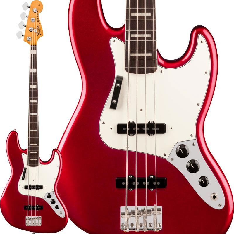 楽器種別：新品Fender MEX/Vintera 商品一覧＞＞Fender MEX/新品 商品一覧＞＞ベース【135，000円〜265，000円】 商品一覧＞＞エレキベース/JBタイプ/Fender MEX 商品一覧＞＞当店のベースは、出荷前に専門スタッフが検品・調整しているので安心です！Fender MEX Vintera III Early '70s Jazz Bass (Candy Apple Red/Rosewood)商品説明Vintera IIIシリーズは、50年代、60年代、70年代の象徴的なFenderギターのルックス、フィール、そしてトーンを忠実に再現した、細部までこだわったヴィンテージ復刻モデルをラインナップしていますVintera III Early '70s Jazz Bassは、アルダーボディにメイプルまたはローズウッド指板のメイプルネックを組み合わせ、パンチとクリアな明瞭度を備えた、紛れもないフェンダーサウンドを生み出します。オーセンティックな70年代初期のCシェイプネックは、7.25インチラジアスのバインディングとブロックインレイを施したメイプルまたはローズウッド指板に、そしてヴィンテージトールフレットを備えていますサウンドの要となるピックアップには、丁寧に作り込まれた70年代初期仕様のヴィンテージスタイルシングルコイルを2基搭載し、Fenderサウンドを確立した粒立ちの良いパンチのあるウッディなトーンを余すことなく表現します。その他、堅牢なイントネーションと優れたサスティンを実現するヴィンテージスタイルの4サドルブリッジ、高いチューニング精度を実現するヴィンテージスタイルチューニングマシンを備えています。Vintera IIIに注ぎ込められた細部のすべてがFenderの歴史を語り、本格的なヴィンテージスピリットと伝説的なサウンドを提供します。※画像はサンプルです。製品の特性上、木目・色合いは1本1本異なります。商品詳細Body Material: AlderBody Finish: Gloss PolyesterNeck: Maple， Early '70s CNeck Finish: Gloss UrethaneFingerboard: 1-Piece Maple Neck or Round-Laminated Rosewood， 7.25inch (184.1 mm)Frets: 20， Vintage TallPosition Inlays: Black Block (1-Piece Maple Neck)， Vintage White Pearloid Blocks (Round-Laminated Rosewood)Nut (Material/Width): Bone， 1.5inch (38.1 mm)Tuning Machines: Vintage-Style Open-BackScale Length: 34inch (864 mm)Bridge: 4-Saddle Vintage-Style with Threaded Steel SaddlesPickguard: 3-Ply Parchment (306， 309)， 4-Ply Tortoiseshell (300)Pickups: Vintage-Style Early '70s Single-Coil Jazz Bass (Bridge)， Vintage-Style Early '70s Single-Coil Jazz Bass (Middle)Pickup Switching: NoneControls: Volume 1. (Middle Pickup)， Volume 2. (Bridge Pickup)， ToneControl Knobs: Black PlasticHardware Finish: Nickel/ChromeStrings: Fender USA 7250M Nickel Plated Steel (.045-.105 Gauges)， PN 0737250406Deluxe Gig Bag付属イケベカテゴリ_ベース_エレキベース_JBタイプ_Fender MEX_Vintera_新品 SW_Fender MEX_新品 JAN:0885978960804 登録日:2026/04/13 エレキベース フェンダー ふぇんだー フェンダーメキシコ フェンダーMEX