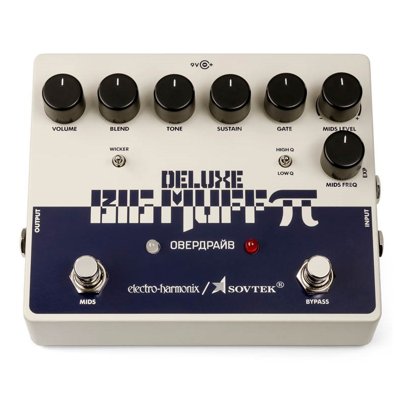 楽器種別：新品Electro Harmonix/新品 商品一覧＞＞エフェクター【15，000円〜35，000円】 商品一覧＞＞ギター用エフェクター/歪み系/ファズ/Electro Harmonix 商品一覧＞＞安心してお買い物頂けるよう、コンパクトもマルチも丁寧梱包でお届けします！Electro Harmonix Sovtek Deluxe Big Muff Pi [Distortion/Sustainer]商品説明1991年頃に作られたSovtek Civil War Big Muff(青とグレーの筐体になぞらえてこのように呼ばれました)には、Tall Font Green Russian Big MuffやEHX Green Russian Big Muffと同じ回路が使われていました。新しいSovtek Deluxe Big Muffは、Civil War Big Muffへのリスペクトとともに、従来の大きく温かみのあるサウンドにDeluxe Big Muffの優れたコントロールを加えたモデルです。1台のペダルにあらゆる要素が統合されており、Sovtekの特徴的なサウンドである破壊的な低域とクリスピーな高域、前面に迫り出す中域、そしてDeluxe Big Muffの優れたコントロールが全てこの1台に詰まっています。従来のサステイン、トーン、ボリュームのノブはそのままに、よりディープな音作りを探求する人々のためにDeluxe Big Muffから数多くのコントロールを継承しました。Specs・Civil War/Tall Font Green Russian Big MuffとDeluxe Big Muff Piを統合したペダル・HIGH Q/LOW Qスイッチ・高周波数帯を開放するウィッカースイッチ・ノイズゲート・エクスプレッションペダルでの入力・トゥルーバイパス・9V電池付属。EHX 9.6DC 200mAパワーサプライも使用可能イケベカテゴリ_エフェクター_ギター用エフェクター_歪み系_ファズ_Electro Harmonix_新品 SW_Electro Harmonix_新品 JAN:0683274012124 登録日:2020/06/05 エフェクター コンパクトエフェクター ストンプボックス エレハモ エレクトロハーモニクス エレクトロハーモニックス