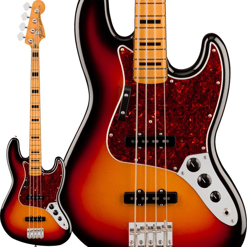 楽器種別：新品Fender MEX/Vintera 商品一覧＞＞Fender MEX/新品 商品一覧＞＞ベース【135，000円〜265，000円】 商品一覧＞＞エレキベース/JBタイプ/Fender MEX 商品一覧＞＞当店のベースは、出荷前に専門スタッフが検品・調整しているので安心です！Fender MEX Vintera III Early '70s Jazz Bass (3-Color Sunburs/Rosewood)商品説明Vintera IIIシリーズは、50年代、60年代、70年代の象徴的なFenderギターのルックス、フィール、そしてトーンを忠実に再現した、細部までこだわったヴィンテージ復刻モデルをラインナップしていますVintera III Early '70s Jazz Bassは、アルダーボディにメイプルまたはローズウッド指板のメイプルネックを組み合わせ、パンチとクリアな明瞭度を備えた、紛れもないフェンダーサウンドを生み出します。オーセンティックな70年代初期のCシェイプネックは、7.25インチラジアスのバインディングとブロックインレイを施したメイプルまたはローズウッド指板に、そしてヴィンテージトールフレットを備えていますサウンドの要となるピックアップには、丁寧に作り込まれた70年代初期仕様のヴィンテージスタイルシングルコイルを2基搭載し、Fenderサウンドを確立した粒立ちの良いパンチのあるウッディなトーンを余すことなく表現します。その他、堅牢なイントネーションと優れたサスティンを実現するヴィンテージスタイルの4サドルブリッジ、高いチューニング精度を実現するヴィンテージスタイルチューニングマシンを備えています。Vintera IIIに注ぎ込められた細部のすべてがFenderの歴史を語り、本格的なヴィンテージスピリットと伝説的なサウンドを提供します。※画像はサンプルです。製品の特性上、木目・色合いは1本1本異なります。商品詳細Body Material: AlderBody Finish: Gloss PolyesterNeck: Maple， Early '70s CNeck Finish: Gloss UrethaneFingerboard: 1-Piece Maple Neck or Round-Laminated Rosewood， 7.25inch (184.1 mm)Frets: 20， Vintage TallPosition Inlays: Black Block (1-Piece Maple Neck)， Vintage White Pearloid Blocks (Round-Laminated Rosewood)Nut (Material/Width): Bone， 1.5inch (38.1 mm)Tuning Machines: Vintage-Style Open-BackScale Length: 34inch (864 mm)Bridge: 4-Saddle Vintage-Style with Threaded Steel SaddlesPickguard: 3-Ply Parchment (306， 309)， 4-Ply Tortoiseshell (300)Pickups: Vintage-Style Early '70s Single-Coil Jazz Bass (Bridge)， Vintage-Style Early '70s Single-Coil Jazz Bass (Middle)Pickup Switching: NoneControls: Volume 1. (Middle Pickup)， Volume 2. (Bridge Pickup)， ToneControl Knobs: Black PlasticHardware Finish: Nickel/ChromeStrings: Fender USA 7250M Nickel Plated Steel (.045-.105 Gauges)， PN 0737250406Deluxe Gig Bag付属イケベカテゴリ_ベース_エレキベース_JBタイプ_Fender MEX_Vintera_新品 SW_Fender MEX_新品 JAN:0885978960774 登録日:2026/04/13 エレキベース フェンダー ふぇんだー フェンダーメキシコ フェンダーMEX