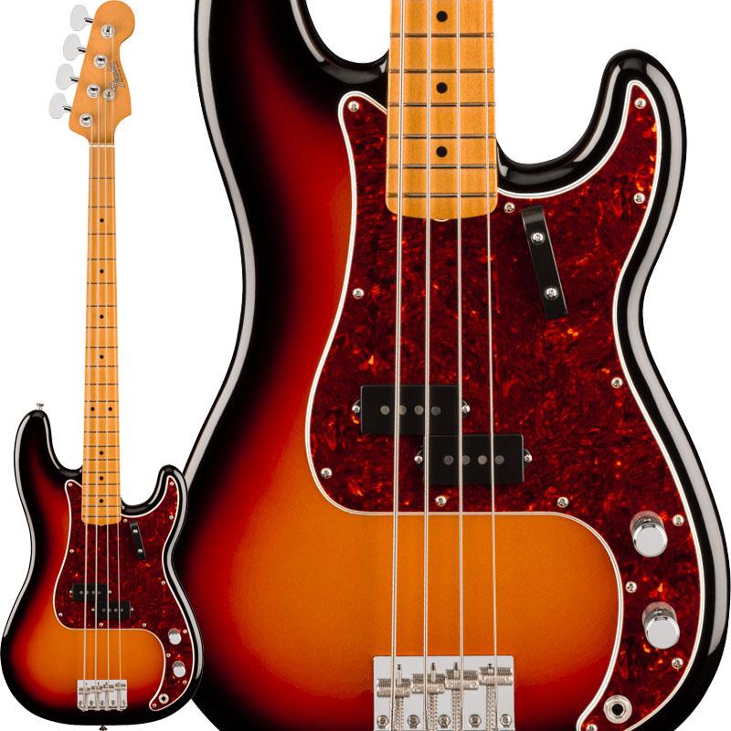 楽器種別：新品Fender MEX/Vintera 商品一覧＞＞Fender MEX/新品 商品一覧＞＞ベース【120，000円〜230，000円】 商品一覧＞＞エレキベース/PBタイプ/Fender MEX 商品一覧＞＞当店のベースは、出荷前に専門スタッフが検品・調整しているので安心です！Fender MEX Vintera III Late '60s Precision Bass (3-Color Sunburst/Maple)商品説明Vintera IIIシリーズは、50年代、60年代、70年代の象徴的なFenderギターのルックス、フィール、そしてトーンを忠実に再現した、細部までこだわったヴィンテージ復刻モデルをラインナップしています。Vintera III Late '60s Precision Bassは、アルダーボディにローズウッド指板のメイプルネックを組み合わせ、パンチとクリアな明瞭度を備えた、紛れもないフェンダーサウンドを生み出します。オーセンティックな60年代後期のCシェイプネックは、手に自然に馴染む、どこか懐かしい弾き心地を提供。7.25インチラジアス指板とヴィンテージトールフレットが、抜群の快適性と優れた演奏性を実現します。サウンドの要となるピックアップには、丁寧に作り込まれた60年代後期仕様のヴィンテージスタイルスプリットコイルを搭載し、Fenderサウンドを確立したパワフルでパンチのあるウッディなトーンを余すことなく表現します。その他、堅牢なイントネーションと優れたサスティンを実現するヴィンテージスタイルの4サドルブリッジ、当時に忠実なチューニングマシンが高いチューニング精度を実現します。Vintera IIIに注ぎ込められた細部のすべてがFenderの歴史を語り、本格的なヴィンテージスピリットと伝説的なサウンドを提供します。※画像はサンプルです。製品の特性上、木目・色合いは1本1本異なります。商品詳細Body Material: AlderBody Finish: Gloss PolyesterNeck: Maple， Late '60s CNeck Finish: Gloss UrethaneFingerboard: Round-Laminated Maple or Round-Laminated Rosewood， 7.25inch (184.1 mm)Frets: 20， Vintage TallPosition Inlays: Aged-White Pearloid Dots (Round-Laminated Rosewood)， Black Dot (Round-Laminated Maple)Nut (Material/Width): Bone， 1.625inch (41.3 mm)Tuning Machines: Vintage-Style Lollipop (Non Reverse)Scale Length: 34inch (864 mm)Bridge: 4-Saddle Vintage-Style with Threaded Steel SaddlesPickguard: 3-Ply Parchment (302， 306， 353)， 4-Ply Tortoiseshell (300)Pickups: Vintage-Style Late '60s Split Single-Coil Precision Bass (Middle)Pickup Switching: NoneControls: Master Volume， Master ToneControl Knobs: Knurled Flat-TopHardware Finish: Nickel/ChromeStrings: Fender USA 7250M Nickel Plated Steel (.045-.105 Gauges)， PN 0737250406Deluxe Gig Bag付属イケベカテゴリ_ベース_エレキベース_PBタイプ_Fender MEX_Vintera_新品 SW_Fender MEX_新品 JAN:0885978960811 登録日:2026/04/13 エレキベース フェンダー ふぇんだー フェンダーメキシコ フェンダーMEX