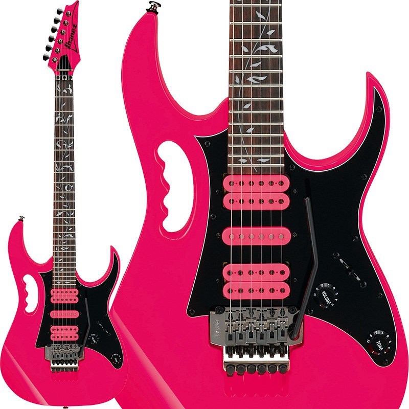 楽器種別：新品Ibanez/新品 商品一覧＞＞エレキギター【50，000円〜100，000円】 商品一覧＞＞STタイプ/Ibanez 商品一覧＞＞当店のギターは、出荷前に専門スタッフが検品・調整しているので安心です！Ibanez JEMJRSP-PK (Pink) [Steve Vai Model] [SPOT MODEL]商品説明2019年に廃盤となったJEMJRSPが奇跡の復活！Steve Vai Signature Model JEMJRSP Pink Color !!シグネチャー・エントリー・モデルJEM-Junior-Special〜シグネチャー・エントリー・モデルとは〜アーティストが愛用するギターの雰囲気はそのままに、各部の仕様を見直すことで多くのファンが手に取りやすい価格を実現した製品です。そのため、仕上げや細部に美しさを追求したギターではなく、気軽さと可愛らしさを価格に求める製品です。■ジャトゥバ材・指板赤褐色の木肌と木目を持つ硬質な木材で、ふくよかな中音域が特長です。■JEMシリーズの特徴ともいえる Tree of Life 指板インレイ■Wizard III・メイプル材・ネックアタック感とサスティンに優れ、明るくはっきりしたサウンドが特長です。強度が高く、多くのギターにネック材として使用されるメジャーな木材です。薄い握り心地、握りやすさを追求した、Ibanezオリジナルのネック・シェイプです。■メランティ材・ボディ中音域からやや低音域の特性に富んだ、明るくふくよかな音色と甘めのトーンが特徴です。古くから家具や建築材料にまで幅広く扱われ、フィリピン・マホガニーと称される木材です。■JEMシリーズに欠かすことのできない代表的な特徴である Monkey Grip■レスポンスに優れ、ダイナミクス溢れるトーンのIbanezオリジナル Infinity ピックアップを搭載5Wayスイッチの2番＆4番ポジションはフロント/リア・ハムバッキング・ピックアップのタップとミドルのシングルコイル・ピックアップのハーフトーン配線を施し、艶があるマイルドなサウンドも楽しめます。※画像はサンプルです。製品の特性上、杢目、色合は個体ごとに異なります。商品詳細Neck type: Wizard III Maple neckBody: Meranti bodyFretboard: Jatoba fretboard w/Tree of Life inlayFret: Jumbo fretsBridge: Double Locking tremolo bridgeNeck pickup: Infinity (H) neck pickupMiddle pickup: Infinity (S) middle pickupBridge pickup: Infinity (H) bridge pickupControls: 1 Volume， 1 Tone， 5-way lever switchHardware color: Cosmo blackString gauge: .009/.011/.016/.024/.032/.042Neck DimensionsScale: 648mm/25.5Width at Nut: 43mmWidth at Last Fret: 58mmThickness at 1st: 19mmThickness at 12th: 21mmRadius: 400mmRソフトケース付属◆Color:・PK (Pink)イケベカテゴリ_エレキギター_STタイプ_Ibanez_新品 SW_Ibanez_新品 JAN:4549763029690 登録日:2023/10/27 エレキギター アイバニーズ イバニーズ