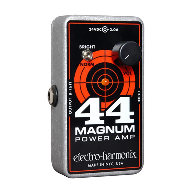 楽器種別：新品パワーアンプ/Electro Harmonix 商品一覧＞＞パワーアンプ【15，000円〜35，000円】 商品一覧＞＞安心してお買い物頂けるよう、ミニアンプもコンボアンプも丁寧梱包でお届けします！Electro Harmonix 44 Magnum商品説明ペダルエフェクトと思ったら、なんと44Wのギターアンプヘッド。発売中の22 Caliberのナチュラルなトーンはそのまま、出力が44Wにパワーアップ。コンパクトなボディながら、出力は44Wもあり、スイートなサウンドです。ボリュームを上げれば魅惑のドライブトーンへと突入。44 Magnumはマイクロボディに奇跡が詰まった真のポータブルアンプです。手のひらサイズながら44W高出力 インピーダンス8/16Ωのスピーカーキャビネットに対応 ブライトスイッチ搭載 スムーズでラウドなサウンド 専用100V仕様ACアダプター付属 ※お取り寄せ品イケベカテゴリ_アンプ_パワーアンプ_Electro Harmonix_新品 JAN:0683274011073 登録日:2010/09/02 パワーアンプ エレハモ エレクトロハーモニクス エレクトロハーモニックス