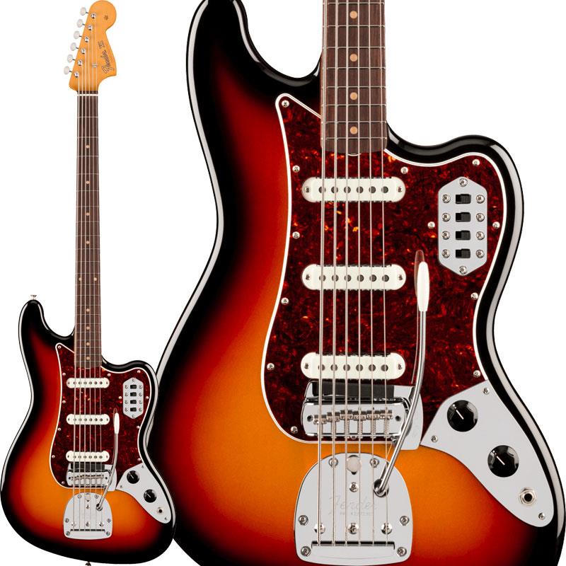 楽器種別：新品Fender MEX/Vintera 商品一覧＞＞Fender MEX/新品 商品一覧＞＞ベース【150，000円〜280，000円】 商品一覧＞＞エレキベース/多弦ベース/Fender MEX 商品一覧＞＞当店のベースは、出荷前に専門スタッフが検品・調整しているので安心です！Fender MEX 【入荷待ち、ご予約受付中】 Vintera III Early '60s Bass VI (3-Color Sunburst/Rosewood)商品説明Vintera IIIシリーズは、50年代、60年代、70年代の象徴的なFenderギターのルックス、フィール、そしてトーンを忠実に再現した、細部までこだわったヴィンテージ復刻モデルをラインナップしています。Vintera III Early '60s Bass VIは、アルダーボディにローズウッド指板のメイプルネックを組み合わせ、パンチとクリアな明瞭度を備えた、紛れもないフェンダーサウンドを生み出します。オーセンティックな60年代初期のCシェイプネックは、30インチスケールで、7.25インチラジアスのローズウッド指板とヴィンテージトールフレットが、優れた演奏快適性とフィーリングを提供します。サウンドの要となるピックアップには、深く唸るようでありながら、豊かで明瞭なトーンを生み出す、60年代初期仕様のヴィンテージスタイルシングルコイルを3基搭載しています。その他、表現力豊かなヴィブラートを可能にするヴィンテージスタイルのフローティングトレモロ、各ピックアップのOn/Offスイッチ、ヴィンテージスタイルBass VIミュート、そしてチューニング安定性を高めるヴィンテージスタイルチューニングマシンを備えています。Vintera IIIに注ぎ込められた細部のすべてがFenderの歴史を語り、本格的なヴィンテージスピリットと伝説的なサウンドを提供します。※画像はサンプルです。製品の特性上、木目・色合いは1本1本異なります。商品詳細Body Material: AlderBody Finish: Gloss PolyesterNeck: Maple， Early ‘60s CNeck Finish: Gloss UrethaneFingerboard: Round-Laminated Rosewood， 7.25inch (184.1 mm)Frets: 21， Vintage TallPosition Inlays: Clay Dot (Round-Laminated Rosewood)Nut (Material/Width): Bone， 1.650inch (42 mm)Tuning Machines: Fender Vintage-StyleScale Length: 30inch (762 mm)Bridge: 6-Saddle Vintage-Style Adjustable with Floating Tremolo TailpiecePickguard: 3-Ply Mint Green (309)， 4-Ply Tortoiseshell (300， 305)Pickups: Vintage-Style Early '60s Bass VI Single-Coil (Bridge)， Vintage-Style Early '60s Bass VI Single-Coil (Middle)， Vintage-Style Early '60s Bass VI Single-Coil (Neck)Pickup Switching: 3 Pickup On/Off Switches， 1 Low Cut SwitchControls: Master Volume， Master ToneControl Knobs: Black PlasticHardware Finish: Nickel/ChromeStrings: Fender USA Bass VI Nickel Plated Steel (.024-.100 Gauges)， PN 0730250413Deluxe Gig Bag付属イケベカテゴリ_ベース_エレキベース_多弦ベース_Fender MEX_Vintera_新品 SW_Fender MEX_新品 JAN:0885978960859 登録日:2026/04/14 エレキベース フェンダー ふぇんだー フェンダーメキシコ フェンダーMEX