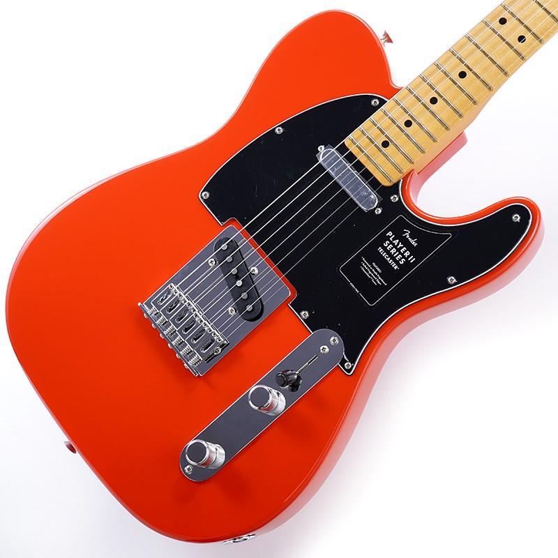 楽器種別：アウトレットFender MEX/Player 商品一覧＞＞Fender MEX/アウトレット 商品一覧＞＞エレキギター【55，000円〜105，000円】 商品一覧＞＞TLタイプ/Fender MEX 商品一覧＞＞当店のギターは、出荷前に専門スタッフが検品・調整しているので安心です！Fender MEX Player II Telecaster (Coral Red/Maple) 【特価】商品説明本数限定特価品！！Player II SeriesPlayer IIシリーズは、フェンダーの伝統と進化を兼ね備え、フェンダーのDNAを持つアイコニックなサウンドとスタイルを提供します。現代のあらゆるプレイヤーのライブステージやスタジオワークに必要とされる汎用性の高い仕様を持ち、プレイヤーの演奏にインスピレーションを与える現代的なアップデートが施されています。また、本シリーズは、音楽に本気で取り組むプレイヤーも満足する製品ラインナップを取り揃え、これらを手頃な価格で実現しています。Player II Telecasterは、時代を超越したフェンダーの魅力を放ちながらも、その中身は現代プレイヤー向けにデザインされています。Modern Cシェイプのネックバックにはシルキーなサテンウレタンフィニッシュが施されており、丁寧にロールオフされた指板エッジと22本のミディアムジャンボフレットを採用した9.5インチラジアスのスラブローズウッドまたはメイプル指板が、ネック全長にわたり快適なプレイアビリティを提供します。アルダーボディ、チェンバードアッシュボディ、チェンバードマホガニーボディのトーンウッドオプションが用意されたPlayer II Telecasterは、伝統的なフェンダーフィニッシュ、またはフェンダーのカラーアーカイブから発掘され、本シリーズで初採用となる新フィニッシュなど、幅広いカラーの選択肢をご用意しています。Player Series Alnico V Single-Coil Teleピックアップからはクリスタルのように澄み渡ったハイエンドとタイトなローエンドが得られます。3ウェイブレードスイッチにより、多彩なサウンド設計が可能です。6スチールブロックサドル式ブリッジと、ClassicGearチューニングマシンによりチューニングの安定性が確保され、無限のサウンドの可能性を追求できる柔軟性を備えています。Player IIシリーズ製品は、フェンダーならではのルックス、トーン、フィーリングを備え、自分だけの個性的なサウンドを作り上げるのに最適な仕様でまとめ上げられています。※画像はサンプルです。製品の特性上、杢目、色合は個体ごとに異なります。商品詳細Body Material: AlderBody Finish: Gloss PolyesterNeck: Maple， Modern CNeck Finish: Satin Urethane Finish on Back of Neck with Gloss Urethane Headstock Face or Satin Urethane Finish on Back， Gloss Urethane Finish on FrontFingerboard: Maple or Slab Rosewood， 9.5 (241 mm)Frets: 22， Medium JumboPosition Inlays: Black Dot (Maple)， White Dot (Slab Rosewood)Nut (Material/Width): Synthetic Bone， 1.650 (42 mm)Tuning Machines: Fender ClassicGearScale Length: 25.5 (64.77 cm)Bridge: 6-Saddle String-Through-Body Tele with Block Steel SaddlesPickguard: 3-Ply Black/White/Black or 3-Ply ParchmentPickups:Player Series Alnico 5 Tele Single-Coil (Bridge)Player Series Alnico 5 Tele Single-Coil (Neck)Pickup Switching: 3-Position Blade:Position 1. Bridge PickupPosition 2. Bridge and Neck PickupsPosition 3. Neck PickupControls: Master Volume， Master ToneControl Knobs: Knurled Flat-TopHardware Finish: Nickel/ChromeStrings: Fender USA 250L Nickel Plated Steel (.009-.042 Gauges)， PN 0730250403ソフトケース付属イケベカテゴリ_エレキギター_TLタイプ_Fender MEX_Player_アウトレット SW_Fender MEX_アウトレット JAN:0885978111527 登録日:2026/04/26 エレキギター フェンダー ふぇんだー フェンダーMEX フェンダーメキシコ