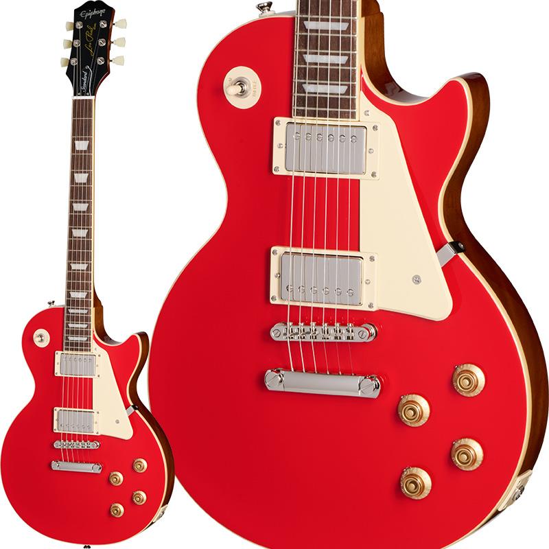 楽器種別：新品Epiphone/レスポール 商品一覧＞＞Epiphone/新品 商品一覧＞＞エレキギター【55，000円〜110，000円】 商品一覧＞＞レスポールタイプ/Epiphone 商品一覧＞＞当店のギターは、出荷前に専門スタッフが検品・調整しているので安心です！Epiphone Les Paul Standard '50s (Cardinal Red)商品説明A 50s Classic， RebornEpiphone Les Paul Standard '50sは、Epiphone Inspired by Gibsonコレクションを代表する1本です。1950年代製のレスポールのフィーリングとトーンが見事なまでに再現されています。エピフォンとレス・ポール氏（偉大なギタリスト〜ミュージシャンであり発明家！！）の長い友情関係は1940年にまで遡ります。若きレス・ポール氏は、当時マンハッタンにあったエピフォン工房で夜な夜な試作を重ね、世界初のソリッドボディ・エレクトリックギターのひとつと言われるthe Logを作り上げました。そしてthe Logでの成果が後々、今日も多くのギタープレイヤーにとって最上のエレクトリックギターとして垂涎の的である、レスポール・モデルの開発・誕生へと反映されていったのです。ボディ・トップにはメイプルが貼られ、1959ラウンド・ミディアム・Cシェイプのネックにはバインディングが巻かれロング・ネック・テノン方式でボディにジョイントされています。ローレル指板にはクラシカルなディッシュ・インレイが施され、22フレット仕様のミディアム・ジャンボ・フレットを採用。カラマズー・ヘッドストックにはヴィンテージ・デラックス・チューナーを搭載し、電装系には定評ある2基のProbuckerハムバッカー・ピックアップ、ダイヤル・ポインタ付きのゴールド・トップハット・ノブを採用。Graph Techナット、CTSポット、往時の製法に則った配線など、拘りの仕様群により魅力が一層高められています。Epiphoneプレミアム・ギグバッグが付属となります。※画像はサンプルです。製品の特性上、杢目、色合いは個体ごとに異なります。商品詳細BodyBody Shape: Les PaulBody Material: Okoume (Gaboon Mahogany) or Sapelli (Sapelli Mahogany)Body Top: Plain Maple CapBinding: Single Ply Cream; Top and FretboardNeckMaterial: MahoganyFingerboard Material: LaurelProfile: 1959 Rounded Medium CScale Length: 628.65 mm / 24.75 inFingerboard Radius: 304.8 mm / 12 inNumber Of Frets: 22Frets: Medium JumboNut Material: Graph TechNut Width: 43.0 mm / 1.692 inJoint: Glued In， Set Neck; Long TenonHardwareFinish: NickelTuner Plating: NickelBridge: Epiphone LockTone Tune-O-MaticTailpiece: Epiphone LockTone Stop BarTuning Machines: Epiphone Vintage DeluxeTrussRod: Dual ActionTruss Rod Cover: 2-ply Black Bell; StandardPickup Covers: NickelElectronicsNeck Pickup: Epiphone Probucker 1Bridge Pickup: Epiphone Probucker 2Controls: 2 Volume， 2 Tone; CTS Potentiometers and 50s WiringPickup Selector: 3-way Toggleギグケース付属イケベカテゴリ_エレキギター_レスポールタイプ_Epiphone_レスポール_新品 SW_Epiphone_新品 JAN:4570156004062 登録日:2025/10/29 エレキギター エピフォン レスポール