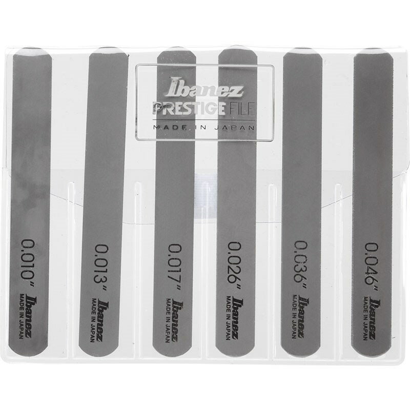 楽器種別：新品Ibanez/新品 商品一覧＞＞楽器アクセサリ【5，000円〜20，000円】 商品一覧＞＞メンテナンス用品/工具/Ibanez 商品一覧＞＞品揃え豊富な当店なら弦、パーツ、ケーブルなどのアクセサリーがまとめて揃います！Ibanez Prestige Nut File Set エレキギター用 ナット・ファイルセット (10-46ゲージ) [4449EG61X]商品説明Ibanez Prestige Nut File Setは、高精度/高品質の日本製ナットファイルセットです。品番 ：4449EG61Xサイズ (インチ)：.010、.013、 .017、 .026、 .036、 .046※ナットの溝切りはいずれも専門の技術と高い精度を要する加工です。Prestige Nut File Setは、誰もが上記製品を用いると簡単に万全な精度で加工できるものでは決してありません。またナットファイルは、鋭利な部分も備えた金属製品です。誤った使用法は思わぬ事故、怪我を招きます。併せて弊社では、上記製品を用いた加工時に万一発生した事故に関し一切の責任を負いません。予めご了承のうえお求めください。イケベカテゴリ_楽器アクセサリ_メンテナンス用品_工具_Ibanez_新品 SW_Ibanez_新品 JAN:4549763189639 登録日:2021/06/05 アイバニーズ イバニーズ