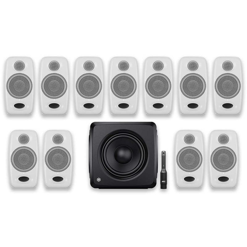 楽器種別：新品IK Multimedia/新品 商品一覧＞＞レコーディング【430，000円〜810，000円】 商品一覧＞＞モニタースピーカー/モニタースピーカー/IK Multimedia 商品一覧＞＞パワーレックは、専門スタッフに気軽に相談できる渋谷発のDTM・レコーディング機材専門フロアです。IK Multimedia iLoud Micro Monitor Pro + iLoud Sub 7.1.4 Bundle (White)(iLoud 7.1.4 Immersive Bundles)(イマーシブ制作向け)(アイケーマルチメディア)(モニタースピーカー)(サブウーファー)商品説明JANコード：4530027197507 / 4530027197514 / 4530027197521 / 4530027197538★バンドルシリーズでは、コンパクトながら圧倒的な解像度を誇るiLoud Micro Monitor、そのプロ仕様モデルiLoud Micro Monitor Pro、そして進化したiLoud MTM MKIIの各モデルを、低域管理の要となるiLoud Subと組み合わせて導入いただけます。最新アップデートARC X Immersiveにより、次世代のイマーシブ環境まで、あらゆるセットアップで圧倒的な精度を誇るキャリブレーションを実現します。●理想的な7.1.4ch制作環境を手軽に構築現代の音楽制作において不可欠な低域管理を、これまで以上にシンプルかつ正確に行えます。iLoud Subとメイン・モニターを組み合わせることで、サブウーファーのタイム・アライメントや位相補正を含めたフルレンジ・キャリブレーションを自動で実行。小規模なスタジオやデスクトップ環境であっても、スピーカー全体が一つのシステムとして機能するプロフェッショナルな環境を短時間で構築可能です。●ハードウェアDSPによる信頼の補正処理ARC X対応のiLoudモニターは、解析された補正データをハードウェア本体のDSPに直接保存します。これにより、DAW、動画再生、アナログ入力を問わず、あらゆる再生ソースにおいて常に一貫したリファレンス・サウンドを提供します。コンピュータのCPU負荷を気にすることなく、常に補正された正確な音でのモニタリングが可能です。【iLoud Micro Monitor Pro】ロングセラーのコンパクトモニターiLoud Micro Monitor の 2倍のパワー。iLoudシリーズ上位機種が持っている様々な機能を搭載したコンパクトモニターのプロバージョンが、このiLoud Micro Monitor Proです。・サイズを超えたサウンドが、さらに強力に。iLoud Micro Monitor Pro はバックパックにも収まるコンパクトサイズながら、プロも納得の音質を提供する iLoud Micro Monitor の上位モデルです。スペースに余裕のないデスクトップでも、ニアフィールドリスニングに最適な音質とバランスを提供します。1台あたり50W RMS と、オリジナルのiLoud Micro Monitor の2倍のパワーを実現。独立設計になった電源と音声入力（XLR/RCA）、リニアフェーズクロスオーバー、ARCルーム補正機能、X-MONITORへの対応、42Hz〜22kHz（-10dB）までカバーする周波数特性など、同サイズ、同価格帯のスピーカーの倍以上のスペックを誇ります。・どこでも、スタジオ品質のサウンドをiLoud Micro Monitor Pro は、50 Hz 〜 20 kHz +/-2 dB（42 Hz 〜 22 kHz -10dB）とフラットな周波数帯域により、誇張や色付けのない透明で忠実なサウンドを提供します。リニアフェーズクロスオーバーによるコヒーレントな時間特性、明瞭な音像と相まって、ミックスの細部、トランジエントも、驚くほど高精細に聴取可能です。・新世代の ARC ルーム補正機能を内蔵iLoud Micro Monitor Pro は、最新の ARC キャリブレーション機能を内蔵しています。背面のマイク入力に ARC MEMS マイク（Pairに付属、Singleの場合は別売）を接続し、コンピューターにUSBで接続して X-MONITOR を起動すると、4ポイントでの精密な測定、解析、ルーム補正を行なうことで信頼性の高いモニタリングを実現します。また素早くセットアップしたいときはリアパネルの CAL ボタンを長押しすることで、コンピューターを使うことなく、1ポイントでの測定、解析、ルーム補正を適用することもできます。・X-MONITORソフトウェアに対応iLoud Micro Monitor Pro は、iLoud上位モデルで好評のX-MONITOR ソフトウェアに対応しました。これにより、スタンドアロンでの補正を超えた調整が可能になります。X-MONITOR には、スタジオ定番モニターの周波数と位相特性をエミュレートした「ボイス」も、20種類以上収録されていて、過去に聴き慣れた機種、クライアントが家で使っている機種のボイスを選択すれば、ミックスを客観的に判断するのに役立ちます。・ARC キャリブレーションの手順を視覚的にサポート・補正前後のレスポンスカーブを表示し、ルームアコースティックを正確に把握・20種類以上の定番スタジオモニターのプロファイルを切り替え可能・独自のカスタム周波数レスポンスカーブの作成と保存・シンプルなユーザーインターフェースで、背面パネルのすべてのパラメーターと設定を完全に制御・システムの診断やファームウェアのアップデート機能・動作環境Mac (64ビットのみ)：macOS 10.15以降、Intel Core 2 Duoプロセッサー以上Windows環境 (64ビットのみ)：Microsoft Windows 10以降、Intel Core 2 DuoまたはAMD Athlon 64 X2プロセッサー以上、4 GB RAM（要OpenGL 2準拠グラフィックアダプター）・ステレオでも、イマーシブでも、簡単にセットアップ可能iLoud Micro Monitor Pro の底面には、折りたたみ可能な角度調整スタンド、マイクスタンド対応の 3/8 インチネジ穴が装備されており、どんな場所でもすぐに設置可能。電源、音声入力とも独立設計になったので、リンクケーブルに制限されることがなく、配置の自由度も高まりました。7.1.4システム用に11本購入した場合でも手の届く価格に収まるので、今までヘッドフォンのバイノーラル試聴でイマーシブミックス作業をしていたクリエイターの方でも導入しやすくなりました。■iLoud Micro Monitor Pro の主な特長・超コンパクト設計：持ち運び、狭いスペースに最適なサイズ（106×206×158mm）と重量（1.37 kg）。*1本辺り・サイズを超えたパフォーマンス： 各スピーカーに50 W RMS Class-Dアンプ、カスタム設計ドライバーを搭載で、ピークSPLは107 dB以上を誇ります。・高度なDSP処理：リニアフェーズクロスオーバーによるコヒーレントな時間特性、フラットな周波数特性で、比類ない精度を実現。・ARCキャリブレーション機能内蔵： 部屋の音響特性の測定、解析、補正を行い、環境に左右されない音質をスタンドアロンでも提供します。・X-MONITORソフトウェアに対応： 背面ボタン以上の機能をコンピューター（Mac/Windows）の画面でコントロール。定番スタジオモニターのサウンドもエミュレート可能です。【iLoud Sub】●正確な低域で、完璧なスタジオ・サウンドをiLoud Sub は、これまでのサブ・ウーファーの概念を一新する製品です。市場で最小クラスの筐体ながら、深く、正確で、完璧にコントロールされたローエンドを実現。iLoud シリーズはもちろん、あらゆるスピーカーと組み合わせて、スタジオ・クラスのモニタリング環境を構築できます。iLoud Sub は、組み合わせるモニターのメーカーを問わず、システム全体を自動でキャリブレーションできる唯一のサブ・ウーファーです。これにより、低域から高域まで、全帯域にわたってバランスの取れた、正確で信頼できるモニタリング環境を提供します。ARC X を駆動する高度な DSP を搭載する iLoud Sub は、ミックスに絶対的な自信をもたらし、作品を本来あるべき正確なサウンドで再生します。●妥協のない低域、クラス最小サイズiLoud Sub は、空間との完璧なバランスを保ちながら、フルレンジの明瞭さと深みのある低域を実現するように設計されています。従来の同クラスのスタジオ用サブ・ウーファーと比較して、サイズは圧倒的に小さく、設置場所に悩むこともありません。一方で低音の再生能力に妥協はなく、25 Hz まで伸びるパワフルなローエンドは、タイトで正確、そして音楽的なレスポンスを維持し、あらゆるミックスで信頼できる低域再生を実現します。●ARC X : より良いミックスへの鍵iLoud Sub は、ARC の高度なアルゴリズムを内蔵しており、設置された部屋の音響特性を解析し、組み合わせたモニターを含むシステム全体を最適な状態にキャリブレーションします。左右のスピーカーのメーカーやモデルを問わず、ARC X が音響に起因するクセを補正し、フラットでバランスの取れたモニタリング環境を提供します。その結果、25 Hz の超低域から高域まで、どんな再生環境でも正確に再現される、理想的なミックスを行うことができます。●導入のメリット・全帯域で、自然でフラット、かつバランスの取れたサウンドを実現・iLoud シリーズに限らず、あらゆるメーカーのモニターとシームレスに連携し、自動補正が可能・車載オーディオからシアターまで、あらゆる再生環境で全帯域の再現性が向上・接続して ARC X によるキャリブレーションを実行するだけで、セットアップは完了します。 iLoud Sub は、プロフェッ・ショナルなモニタリング環境を最も簡単に手に入れる方法です。●スマートな音場補正現代の音楽制作では、低域の精密なコントロールが不可欠です。ARC X の新機能「自動サブ・ウーファー・セットアップ」は、iLoud Sub を正確にキャリブレーションし、時間軸まで高精度に補正します。これにより、どんなモニタリング環境でも周波数帯域が大幅に拡張され、隠れていた低域の奥行きや明瞭さが自然に引き出されます。もちろん、正確にコントロールされた音場補正により、システム全体のバランスが崩れることもありません。●音場補正の効果・キックやベース・ラインなど、サウンドの細部まで、すべてをクリアに聴き取ることが可能・低域のバランス調整を行う際の推測を排除・迫力のある低域を確保しながらも、ミックス全体のバランスを崩さずに再生推測や、やり直しに悩まされることなく、明瞭で信頼できる力強いミックスを行うための環境を提供します。●最高の表現のための、プレミアム・コンポーネント・6.5インチ高性能アルミニウム・ドライバー・6.5インチ・デュアル・パッシブ・ラジエーター・200 W ピーク・パワー・アンプ搭載・25 Hz まで伸びる低域レスポンス●Bluetooth　USB など、あらゆるオーディオ接続に対応接続とコントロール・フォン / XLR コンボ + RCA アナログ入出力・USB デジタル・オーディオ入力・高音質 Bluetooth ストリーミングARC X ソフトウェアによるシステム全体のキャリブレーション●推奨組み合わせ環境・iLoud Micro Monitor、iLoud Micro Monitor Pro・iLoud MTM MKII・3〜7 インチ・クラスのあらゆるニアフィールド・モニター・コンパクトなイマーシブ・セットアップ・ポストプロダクションやマルチメディア編集環境デスクトップ・サイズの小規模スタジオであれば、iLoud Sub は完璧にフィットします。●小規模スタジオに最適なアップグレードiLoud Sub は、単に低域を補うためのサブ・ウーファーではありません。 あなたのモニタリング環境そのものを、まったく新しい次元へと引き上げます。より速く判断し、より大胆にクリエイティブな決断ができるようになり、 従来のモニターだけでは到達できない、フルレンジの奥行きと音楽の持つ本来の迫力を体感できます。●主な特徴・市場最小クラスのサブ・ウーファー : どんなスタジオでも無理なく設置可能・25 Hz まで伸びるディープな低域再生 : 現代のプロダクションに求められるローエンドを正確に再現・ARC X 音場...イケベカテゴリ_レコーディング_モニタースピーカー_モニタースピーカー_IK Multimedia_新品 SW_IK Multimedia_新品 登録日:2026/06/23 モニタースピーカー スタジオモニター IKマルチメディア IK