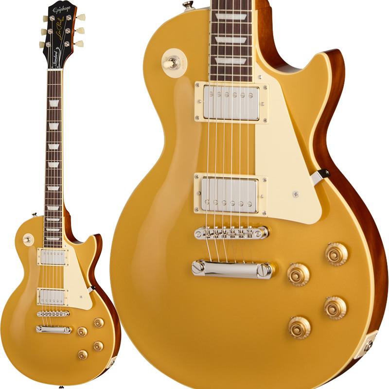 楽器種別：新品Epiphone/レスポール 商品一覧＞＞Epiphone/新品 商品一覧＞＞エレキギター【55，000円〜110，000円】 商品一覧＞＞レスポールタイプ/Epiphone 商品一覧＞＞当店のギターは、出荷前に専門スタッフが検品・調整しているので安心です！Epiphone Les Paul Standard '50s (Gold Top)商品説明Play the flametopped legend1950年代のGibson Les Paul Standardほど、長年にわたり高い評価を受けてきたギターは多くありません。その美しさ、滑らかな演奏性、そして卓越したトーンで高く評価され、世界中のコンサート・ステージや数々のヒット・レコーディングにおいて、無数のミュージシャンの手に渡ってきた、地球上でもっとも愛されているヴィンテージ・ギターのひとつです。?Epiphoneは今回、これらの伝説的モデルにオマージュを捧げるInspired by Gibsonシリーズとして、アップデートされたLes Paul Standard 50sを発表します。本モデルは、1950年代のLes Paul Standardが持つフィーリングとトーンを、忠実に再現した1本です。EpiphoneとLes・Paul氏の長い友情は、1940年、LesがマンハッタンにあったEpiphoneの旧工場で夜間に作業を行い、世界初期のソリッドボディ・エレクトリック・ギターのひとつを製作したことから始まりました。「ザ・ログ」の愛称で知られるその最初のソリッドボディ・ギターは、後にLes Paul Standardの着想源となり、史上最高のエレクトリック・ギターのひとつと評される存在へとつながっていきます。Les Paul Standard 50sは、マホガニー・ボディにメイプル・キャップを組み合わせることで、Les Paul Standardのサウンド・キャラクターに欠かせない、マホガニーの豊かなミッドレンジと、メイプルによる適度な明るさを実現しています。ネックにはマホガニーを使用し、1959 ラウンデッド・ミディアムCプロファイルとロングテノン・ジョイントを採用することで、高い安定性と豊かなサステインを確保しています。?指板にはローズウッドを採用し、パーロイド・トラペゾイド・インレイと22本のミディアム・ジャンボ・フレットを備えています。カラマズー・ヘッドストックには、エピフォンVintage DeluxeチューナーとGraph Techナットを搭載し、安定したチューニング性能を実現しています。ブリッジにはEpiphone LockTone Tune-O-Matic、テイルピースにはLockToneストップ・バー・テイルピースを採用しています。ピックアップには、高い評価を受けているエピフォンProBuckerハムバッカーを2基搭載し、ネック・ポジションにProBucker 1、ブリッジ・ポジションにやや出力の高いProBucker 2を配置しています。3ポジションすべてでバランスの取れたトーンを提供します。CTSポットによる50sスタイル配線を採用し、ゴールドのトップハット・ノブ（ダイヤル・ポインター付き）を装備しています。Les Paul Standard 50sは、伝説的なギターへの敬意を込めつつ、あらゆるステージのプレイヤーが楽しめる、魅力的で手に取りやすいトリビュート・モデルです。プレミアム・ギグバッグが付属します。※画像はサンプルとなります。製品の特性上、杢目・色合いは1本1本異なります。商品詳細BodyBody Material: MahoganyBody Top: MapleBinding: Single-ply Cream， Top and FretboardBody Finish: GlossNeckNeck Material: MahoganyFingerboard Material: RosewoodProfile: 1959 Rounded Medium CFingerboard Radius: 304.8mm / 12.0inFret Count: 22Frets: Medium JumboScale Length: 628.65mm / 24.75inInlays: Pearloid TrapezoidJoint: Glued In， Set Neck; Long TenonNut Material: Graph TechNut Width: 43.0mm / 1.69inHardwareFinish: NickelBridge: LockTone Tune-O-MaticTailpiece: LockTone Stop BarControl Covers: BlackControl Knobs: Gold Top Hat with Dial PointerPickguard: CreamPickup Covers: NickelTuner Plating: NickelTuning Machines: Epiphone Vintage DeluxeElectronicsNeck Pickup: ProBucker 1Bridge Pickup: ProBucker 2Controls: 2 Volume， 2 Tone， CTS Potentiometers， 50s WiringPickup Selector: Epiphone 3-way ToggleOutput Jack: Epiphone 1/4ギグバッグ付属イケベカテゴリ_エレキギター_レスポールタイプ_Epiphone_レスポール_新品 SW_Epiphone_新品 JAN:4570156013200 登録日:2026/02/13 エレキギター エピフォン レスポール