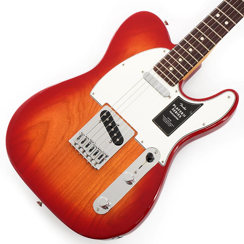 楽器種別：アウトレットFender MEX/Player 商品一覧＞＞Fender MEX/アウトレット 商品一覧＞＞エレキギター【65，000円〜125，000円】 商品一覧＞＞TLタイプ/Fender MEX 商品一覧＞＞当店のギターは、出荷前に専門スタッフが検品・調整しているので安心です！Fender MEX Player II Telecaster (Aged Cherry Burst/Rosewood) [Chambered Body] 【特価】商品説明本数限定特価品！！Player II SeriesPlayer IIシリーズは、フェンダーの伝統と進化を兼ね備え、フェンダーのDNAを持つアイコニックなサウンドとスタイルを提供します。現代のあらゆるプレイヤーのライブステージやスタジオワークに必要とされる汎用性の高い仕様を持ち、プレイヤーの演奏にインスピレーションを与える現代的なアップデートが施されています。また、本シリーズは、音楽に本気で取り組むプレイヤーも満足する製品ラインナップを取り揃え、これらを手頃な価格で実現しています。Player II Telecasterは、時代を超越したフェンダーの魅力を放ちながらも、その中身は現代プレイヤー向けにデザインされています。Modern Cシェイプのネックバックにはシルキーなサテンウレタンフィニッシュが施されており、丁寧にロールオフされた指板エッジと22本のミディアムジャンボフレットを採用した9.5インチラジアスのスラブローズウッドまたはメイプル指板が、ネック全長にわたり快適なプレイアビリティを提供します。アルダーボディ、チェンバードアッシュボディ、チェンバードマホガニーボディのトーンウッドオプションが用意されたPlayer II Telecasterは、伝統的なフェンダーフィニッシュ、またはフェンダーのカラーアーカイブから発掘され、本シリーズで初採用となる新フィニッシュなど、幅広いカラーの選択肢をご用意しています。Player Series Alnico V Single-Coil Teleピックアップからはクリスタルのように澄み渡ったハイエンドとタイトなローエンドが得られます。3ウェイブレードスイッチにより、多彩なサウンド設計が可能です。6スチールブロックサドル式ブリッジと、ClassicGearチューニングマシンによりチューニングの安定性が確保され、無限のサウンドの可能性を追求できる柔軟性を備えています。Player IIシリーズ製品は、フェンダーならではのルックス、トーン、フィーリングを備え、自分だけの個性的なサウンドを作り上げるのに最適な仕様でまとめ上げられています。※画像はサンプルです。製品の特性上、杢目、色合いは個体ごとに異なります。商品詳細Body Material: Chambered AshBody Finish: Gloss PolyesterNeck: Maple， Modern CNeck Finish: Satin Urethane Finish on Back of Neck with Gloss Urethane Headstock Face or Satin Urethane Finish on Back， Gloss Urethane Finish on FrontFingerboard: Maple or Slab Rosewood， 9.5 (241 mm)Frets: 22， Medium JumboPosition Inlays: Black Dot (Maple)， White Dot (Slab Rosewood)Nut (Material/Width): Synthetic Bone， 1.650 (42 mm)Tuning Machines: Fender ClassicGearScale Length: 25.5 (64.77 cm)Bridge: 6-Saddle String-Through-Body Tele with Block Steel SaddlesPickguard: 3-Ply Black/White/Black or 3-Ply ParchmentPickups:Player Series Alnico 5 Tele Single-Coil (Bridge)Player Series Alnico 5 Tele Single-Coil (Neck)Pickup Switching: 3-Position Blade:Position 1. Bridge PickupPosition 2. Bridge and Neck PickupsPosition 3. Neck PickupControls: Master Volume， Master ToneControl Knobs: Knurled Flat-TopHardware Finish: Nickel/ChromeStrings: Fender USA 250L Nickel Plated Steel (.009-.042 Gauges)， PN 0730250403ソフトケース付属イケベカテゴリ_エレキギター_TLタイプ_Fender MEX_Player_アウトレット SW_Fender MEX_アウトレット JAN:0885978112425 登録日:2026/07/07 エレキギター フェンダー ふぇんだー フェンダーMEX フェンダーメキシコ