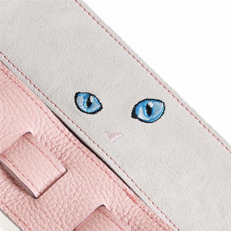 Grande uomo ねこ刺繍レザーストラップ [White/Pink]