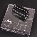 楽器種別：新品PICK UP/Suhr Guitars 商品一覧＞＞PICK UP【10，000円〜30，000円】 商品一覧＞＞品揃え豊富な当店なら弦、パーツ、ケーブルなどのアクセサリーがまとめて揃います！Suhr Guitars Thornbucker+ (Bridge/53mm/Black)商品説明※こちらの商品は「Thornbucker Plus/Bridge PU、ポースピーススペーシング53mm」です。BALANCE. WARMTH. SWEETNESS. CLARITY. VERSATILITY. TONE!鬼才の元から至極の50sヴィンテージハムバッカーサウンド産み出す為には、Pete Thornの協力が必要であり、そして見事に体現する事に成功したと言える、彼の名を冠したSignatureピックアップThorn Bucker！そのThorn Buckerの2016年アップデートバージョンの+　Plusが日本発上陸！アルニコIVマグネットや、プレーンエナメルワイヤー等の基本コンセプトはそのままに、DC Reg数値にして0.2〜0.3程度のほんのわずかなハイアウトプットチューニングを施す事でよりパワフルでありながらクリアーな魅惑のサウンドと、ネックピックアップとの絶妙なコンビネーションを獲得した意欲作！彼らにして、オーバーワウンド50sヴィンテージハムバッカーのサウンドを手に入れたと言わしめる意欲作です！Suhr Guitarから発表された、2016Collectionにはいち早く採用されていた事から、通の間では既にお問合せが多かったピックアップの実力を是非！〜Thorn Bucker〜それはピート・ソーンが数多のブティックメーカー・ピックアップに感じるストレスを克服することをトーンコンセプトにすることから始まりました。クリアで、マルチな、表現力豊かな、あの50’s PAFピックアップを忠実に再現すべく。ピート曰く、「多くの2ハムバッカーギターをプレイしきたけど、リードで歪ませたりするには持って来いなんだけど、ネックやミドルポジションでクリーンやクランチで弾くとがっかりさせられるんだ。ライブの最中に仕方なくシングルコイルギターに持ち変えたりしたら、演奏に没頭するよりまずアンプとエフェクターをもう一度調整する羽目に陥るんだ。でもヴィンテージギターのハムバッカーなら、マルチで、クリアーで、グッとくるクリーンやセミダーティなトーンが、本当に引き出せるんだ。」もはやリメイク不可能とまで言われ続けてきた50's PAFをSuhr Guitarsの最新技術がその最後の難関を乗り越えさせました。4コンダクター配線、ストリング・スペーシング・バリエーション…オリジナルにはないモダンスペックを装った50’s PAF by Suhr　それが、Thornbuckerです。SPECIFICATIONS:BRIDGE 53mmMagnet: Alnico IVDC Resistance: ~ 9.1KΩ Wire: Plain EnamelHook Up Wire: 4-Conductor※掲載写真はイメージです。イケベカテゴリ_弦・アクセサリー・パーツ類_PICK UP_Suhr Guitars_新品 JAN:4571220075841 登録日:2020/09/05 ピックアップ サー Shur