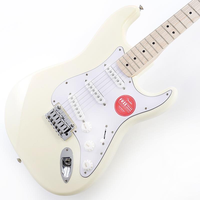 楽器種別：アウトレットSquier by Fender/Stratocaster 商品一覧＞＞Squier by Fender/アウトレット 商品一覧＞＞エレキギター【20，000円〜45，000円】 商品一覧＞＞ストラトキャスター・STタイプ/Squier by Fender 商品一覧＞＞当店のギターは、出荷前に専門スタッフが検品・調整しているので安心です！Squier by Fender Affinity Series Stratocaster (Olympic White/Maple) 【B級特価】商品説明B級アウトレットスペシャルプライス！Squier Affinity Series Stratocasterは、伝統的なFenderファミリーへの入り口として、伝説的なデザインと典型的なトーンを備えたギターです。このStratocasterは、薄くて軽量なボディ、スリムで快適なCシェイプネック、優れたアーミング奏法をサポートする2点支持トレモロブリッジ、スムーズで正確なチューニングを提供するスプリットシャフト付きシールドダイキャストチューニングマシンなど、プレイヤーフレンドリーな洗練された機能を備えています。ジャンルを超えたサウンドバリエーションを実現する5ウェイスイッチングのSquier Single-Coil Stratocasterピックアップを3基搭載し、あらゆるステージであらゆるプレイヤーに寄り添うことができるモデルです。※本商品はB級特価品となります為、細かな擦り傷や、パーツのくすみが散見します。※掲載画像以外の外観瑕疵部分がある場合がございます。※保証に関しましてはプレイアビリティに関する点のみとなり、通常とは異なるアウトレット保証となります。商品詳細Series: Affinity SeriesBody Material: PoplarBody Finish: Gloss PolyurethaneNeck: Maple， C ShapeNeck Finish: Satin Urethane with Gloss Urethane Headstock FaceFingerboard: Indian Laurel or Maple， 9.5 (241 mm)Frets: 21， Medium JumboPosition Inlays: Black Dot (Maple)， Pearloid Dot (Indian Laurel)， Pearloid Dot (Maple)Nut (Material/Width): Synthetic Bone， 1.650 (42 mm)Tuning Machines: Sealed Die-Cast with Split ShaftsScale Length: 25.5 (648 mm)Bridge: 2-Point Synchronized Tremolo with Block SaddlesPickguard: 3-Ply Black (502)， 3-Ply Mint Green (542)， 3-Ply White (500， 505， 506)， 4-ply BlackPearloid (506)， 4-Ply Tortoiseshell (506)， 4-Ply White Pearloid (557， 580)Pickups: Ceramic Single-Coil (Bridge)， Ceramic Single-Coil (Middle)， Ceramic Single-Coil (Neck)Pickup Switching: 5-Position Blade: Position 1. Bridge Pickup Position 2. Bridge and Middle Pickup Position3. Middle Pickup Position 4. Middle and Neck Pickup Position 5. Neck PickupControls: Master Volume， Tone 1. (Neck/Middle Pickups)， Tone 2. (Bridge Pickup)Control Knobs: Black Plastic (502， 506)， White Plastic (500， 505， 506， 557， 580， 542)Hardware Finish: ChromeStrings: Nickel Plated Steel (.009-.042 Gauges)ソフトケース付属イケベカテゴリ_エレキギター_ストラトキャスター・STタイプ_Squier by Fender_Stratocaster_アウトレット SW_Squier by Fender_アウトレット JAN:2500010711111 登録日:2026/09/24 エレキギター スクワイヤー スクワイアー フェンダー ストラト ストラトキャスター