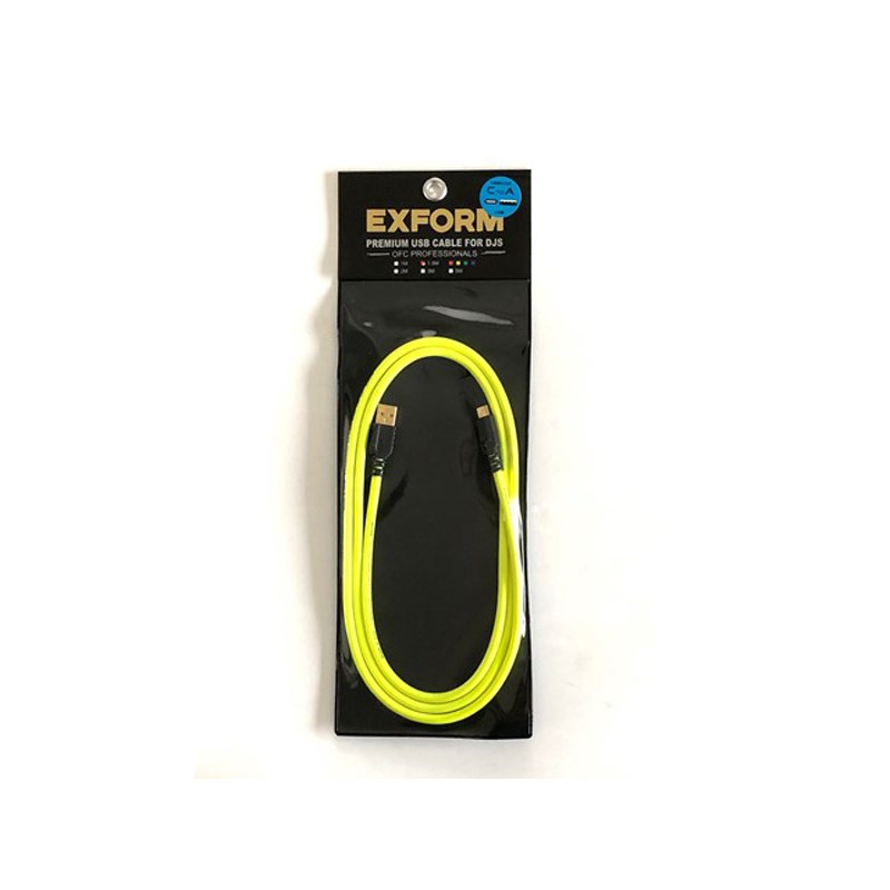 EXFORM PREMIUM USB CABLE for DJs 1.5m 【DJUSB-1.5M-YLW-CtoA】