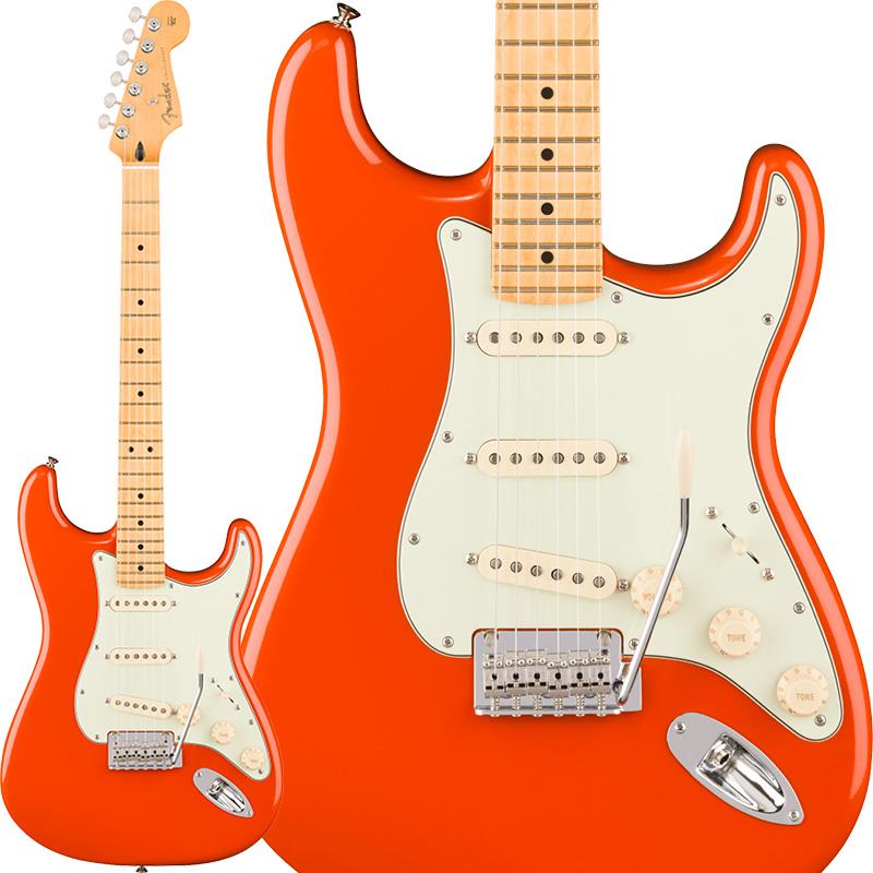 楽器種別：新品Fender MEX/Player 商品一覧＞＞Fender MEX/新品 商品一覧＞＞エレキギター【60，000円〜115，000円】 商品一覧＞＞STタイプ/Fender MEX 商品一覧＞＞当店のギターは、出荷前に専門スタッフが検品・調整しているので安心です！Fender MEX Player II Stratocaster (Rallye Orange/Maple)商品説明Player II SeriesPlayer IIシリーズは、フェンダーの伝統と進化を兼ね備え、フェンダーのDNAを持つアイコニックなサウンドとスタイルを提供します。現代のあらゆるプレイヤーのライブステージやスタジオワークに必要とされる汎用性の高い仕様を持ち、プレイヤーの演奏にインスピレーションを与える現代的なアップデートが施されています。また、本シリーズは、音楽に本気で取り組むプレイヤーも満足する製品ラインナップを取り揃え、これらを手頃な価格で実現しています。Player II Stratocasterは、時代を超越したフェンダーの魅力を放ちながらも、その中身は現代プレイヤー向けにデザインされています。Modern Cシェイプのネックバックにはシルキーなサテンウレタンフィニッシュが施されており、丁寧にロールオフされた指板エッジと22本のミディアムジャンボフレットを採用した9.5インチラジアスのスラブローズウッドまたはメイプル指板が、ネック全長にわたり快適なプレイアビリティを提供します。アルダーボディ、チェンバードアッシュボディ、チェンバードマホガニーボディのトーンウッドオプションが用意されたPlayer II Stratocasterは、伝統的なフェンダーフィニッシュ、またはフェンダーのカラーアーカイブから発掘され、本シリーズで初採用となる新フィニッシュなど、幅広いカラーの選択肢をご用意しています。Player Series Alnico V Single-Coil Stratピックアップからはクリスタルのように澄み渡ったハイエンド、音楽的なミッドレンジ、そしてタイトなローエンドが得られます。5ウェイブレードスイッチにより、多彩なサウンド設計が可能です。2点支持トレモロと、ClassicGearチューニングマシンによりチューニングの安定性とより豊かな表現力が確保され、無限のサウンドの可能性を追求できる柔軟性を備えています。Player IIシリーズ製品は、フェンダーならではのルックス、トーン、フィーリングを備え、自分だけの個性的なサウンドを作り上げるのに最適な仕様でまとめ上げられています。※画像はサンプルです。製品の特性上、杢目、色合いは個体ごとに異なります。商品詳細Series: Player IIBody Material: AlderBody Finish: Gloss PolyesterNeck: Maple， Modern CNeck Finish: Satin Urethane Finish on Back of Neck with Gloss Urethane Headstock FaceFingerboard: Maple or Slab Rosewood， 9.5 (241 mm)Frets: 22， Medium JumboPosition Inlays: White DotNut (Material/Width): Synthetic Bone， 1.650 (42 mm)Tuning Machines: Fender ClassicGearScale Length: 25.5 (64.77 cm)Bridge: 2-Point Synchronized Tremolo with Bent Steel SaddlesPickguard: 3-Ply ParchmentPickups: Player Series Alnico 5 Strat Single-Coil (Bridge， Middle， and Neck)Pickup Switching: 5-Position Blade:Position 1. Bridge PickupPosition 2. Bridge and Middle PickupPosition 3. Middle PickupPosition 4. Middle and Neck PickupPosition 5. Neck PickupControls: Master Volume， Tone 1. (Neck/Middle Pickups)， Tone 2. (Bridge Pickup)Control Knobs: Aged White PlasticHardware Finish: Nickel/ChromeStrings: Fender USA 250L Nickel Plated Steel (.009-.042 Gauges)， PN 0730250403ソフトケース付属イケベカテゴリ_エレキギター_STタイプ_Fender MEX_Player_新品 SW_Fender MEX_新品 JAN:0885978996810 登録日:2026/06/24 エレキギター フェンダー ふぇんだー フェンダーMEX フェンダーメキシコ