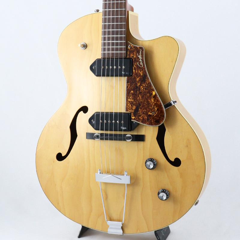 楽器種別：ユーズドGodin/ユーズド 商品一覧＞＞エレキギター【75，000円〜145，000円】 商品一覧＞＞フルアコ/Godin 商品一覧＞＞当店のギターは、出荷前に専門スタッフが検品・調整しているので安心です！Godin USED 中古 5th Avenue CW Kingpin II(Natural)[SN.032334000897]ゴダン商品説明5th Avenue Seriesの中古品が入荷！5th Avenue CW Kingpinは、1950年代のヴィンテージスピリットを現代の演奏性と融合させたギターです。このモデルは、カナディアンワイルドチェリーのボディとシルバーリーフメイプルのネックの組み合わせにより、豊かでダイナミックな低・中音域を提供します。また、Godin Kingpin P90ピックアップを搭載しており、クラシックなヴィンテージトーンを響かせます。その使いやすさと汎用性で、あらゆるジャンルの音楽に適応することができます。◆カナディアンワイルドチェリーボディカナダ産の木材であるカナディアンワイルドチェリーボディは軽量ながらも甘く、素直なサウンドをもち、シルバーリーフメイプルネックとの組み合わせで従来のアーチトップギターよりも低・中音域が豊かで、ダイナミックで豊かなトーンを奏でます。◆存在感と透明感あるクラシックなヴィンテージトーンフロントリアともに搭載されているGodin Kingpin P90シングルコイル・ピックアップは存在感と透明感あるクラシックなヴィンテージトーンを奏でます。◆華やかな美しさクラシックなFホール、輪郭のあるハイグロスヘッドストック、フローティングピックガード、クリームバインディング、カスタムポリッシュフィニッシュの素朴な美しさは、19世紀を彷彿とさせる華やかな美しさを演出しています。【Godin Guitars （ゴダン・ギターズ）】ゴダンのギターの最大の特徴は、全てカナダ産であることです。ネックとボディはすべて、ケベック州ラ・パトリの私たちのオリジナル拠点で作られています。そして、ゴダンのギターは、ケベックの工場で組み立てられます。上質な木を森からステージまで目の届く状態で責任を持ってお届けしています。＊状態といたしましてフレットも部分的なへこみ等は見られず約7〜8割残、トラスロッドの余裕も十分に確認しております。電気系統も良好となっておりますが、ヘッドストックやボディ、ネック裏に塗装の擦れた箇所や細かい打痕、擦り傷があり、金属パーツの少々のくもり、リアピックアップ6弦下あたりのプラスチック・カバーに削れがございます。＊特に目立つ大きな傷等に関しましては写真をご参考ください。付属品セミハードケース（＊外装にダメージあり）※リユース店舗の取り扱い商品は中古の1点限りのご用意となります為、誠に勝手ながらご注文のお客様優先でのご案内とさせて頂きます。お問い合わせやお取置きのご依頼の際は予めその旨ご了承下さいますようお願い致します。イケベ楽器店Website以外の商品ページをご覧のお客様は、「取扱店舗の商品ページを見る」または「楽器店の購入ページへ」よりご注文下さい。商品詳細商品スペックトップ材: カナディアンワイルドチェリーボディ材: カナディアンワイルドチェリーネック材: シルバーリーフメイプルフィンガーボード材: ローズウッドフィンガーボードR: 16(406.4mm)フレット数: 21ナット材: Graphtechナット幅: 1.72 (43.688 mm)スケール: 24.84 (630.936 mm)ブリッジ: Graphtech Adjustable Tusq Bridgeテールピース: Trapaze tailpieceフロントピックアップ: Godin Kingpin P90 Single Coilリアピックアップ: Godin Kingpin P90 Single Coilコントロール: 1x Tone， 1x Volume， 3-way Toggleフィニッシュ: セミグロス製品サイズ: 1034 x 410 x 129mm (ボディサイド：76mm)生産国: カナダWeight≒2.42kgイケベカテゴリ_エレキギター_フルアコ_Godin_ユーズド SW_Godin_ユーズド JAN:2500010860833 登録日:2026/03/20 エレキギター ゴダン