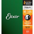 あす楽 ELIXIR Stainless Steel Bass Strings with ultra-thin NANOWEB Coating (Light/Medium Long 045-105) #14677