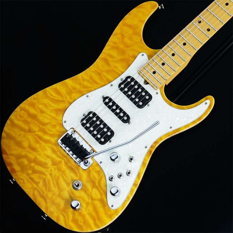 Tom Anderson Drop Top Classic Quilted Maple Top on Basswood (Translucent Yellow with Binding)#7-25-97N