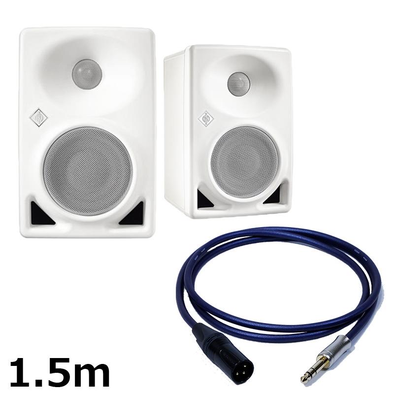 楽器種別：新品NEUMANN/新品 商品一覧＞＞レコーディング【120，000円〜235，000円】 商品一覧＞＞モニタースピーカー/モニタースピーカー/NEUMANN 商品一覧＞＞パワーレックは、専門スタッフに気軽に相談できる渋谷発のDTM・レコーディング機材専門フロアです。NEUMANN KH 80 DSP A W (ペア)【PASSGO BLUEスピーカーケーブルセット(TRS-XLR)1.5m】(ホワイト)(ノイマン)(モニタースピーカー)(KH80)(アクティブモニタースピーカー)商品説明【セット内容】・KH 80 DSP A W：2個（JAN：4044155207613）・PASSGO BLUE TXM Cable (1.5m)：2個（JAN:4580210600802）【KH 80 DSP A W】★4インチ+1インチ、120W＋70W の高効率アンプ搭載の2ウェイパワードモニタースピーカーシリーズ初となるDSPを搭載しており精度と柔軟性の向上に成功し、一貫したサウンドを再現することが可能となります。またKHシリーズではおなじみの高音域を水平軸により拡散するMMDウェーブガイド設計により位置に縛られない作業が可能となります。KH 80 DSPは、スタジオニアフィールドモニターだけではなく、小型マルチチャンネルシステムのフロント/リアスピーカーとして使用するように設計されています。また、デスクトップミュージック等のホームレコーディングにも適しています。●特徴・高性能の120Wと70Wアンプを搭載した4+ 1ドライバ・高音域を水平軸により拡散するMMDウェーブガイド設計・108.8dBのSPL(1mの距離)の最大音圧・標準的なIPネットワークとNeumann.Controlソフトウェアに対応したDSPエンジン■同梱物・KH 80 DSP A W・電源ケーブル(メガネ型コネクタ)・セーフティガイド・取扱説明書・貼り付け用ゴム足 1セット・付録Getting Started Quickly-----妥協無しのNo.1デジタル技術を核としたKH 80 DSPは、フィルタリング機能やルームアジャストメントのオプションにより、あらゆる環境にスタジオ精度のモニターサウンドを実現します。コンパクトな設計でありながら、驚異的な適応能力を持ち、リスニングポジションに向けて最適設計された指向性、振動を抑えたキャビネット設計、洗練された素材選択など、ノイマンのモニター哲学を備えています。ノイマンの開発者は、KH 80 DSPのニュアンス、角度、波の反射をすべて把握しています。すべての音波を正確に演出しているからこそ、ピュアなサウンドを実現できるのです。KH 80 DSPの設計は、独自に開発されたコンピューターシミュレーションがベースになっており。MMD（Mathematical Modeled Dispersion Waveguide）は、正確な音像定位を提供することが可能です。ノイマンは「あなたの部屋」も計算に含めていますレコーディングスタジオ、屋外中継車、オフィスの一角、あるいはただのレンガ造りの建物かもしれません。部屋は音を決定します。部屋の表面や角は干渉、回折、反射、屈折を引き起こし、これらはすべて歪みの一形態です。音響的・物理的な 事故 のない、真の音を得るためには、通常、高価な機器と、それを正しく配置するための十分な時間と専門知識、あるいは賢いアルゴリズムが必要です。背面の「Acoustical Control」スイッチにより、モニターの位置（フリースタンディング、小型/中型/大型デスク）を簡単に調整することが可能です。■仕様・ドライバ: 25mmツイーター / 100mmウーファー・周波数特性: 57Hz - 21kHz ±3dB・最大音圧レベル: 108.8dB SPL (100Hz、6kHz平均)・ツイーターアンプ最大出力: 70W・ウーファーアンプ最大出力: 120W・クロスオーバー周波数: 1.8kHz・クロスオーバースロープ: 48 dB/oct 8th order with phase correction・イコライゼーション(Low-Mid): 0、-1.5、-3、-4.5dB・アナログ入力: XLR/6.3mm(バランス)・入力ゲインコントロール: 0dBu - -15dBu・出力ゲインコントロール: 94、100、108、114dB SPL・CMRR: ＜ 56dB @15kHz・電源電圧: 100V - 240V 50/60Hz・消費電力(100V): ＜50mW(スタンバイ) / 8V(アイドル) / 180V(フル出力)・寸法: W154 x H233 x D194(mm)・重量: 3.4kg (1台)【PASSGO BLUE TXM Cable】【PASSGO BLUE Cable】音をダイレクトに繋ぐ。表現をさらに前へ。■ 高音質と演奏者の思い描くサウンドを両立した、PASSGO Cableのハイパフォーマンスライン「パスゴーブルー」PASSGO BLUEは、銀メッキ軟銅線と純度99.96%以上の無酸素銅（OFC）を組み合わせたハイブリッド導体を採用。バランスの取れた中低域に加え、銀メッキ導体によるスムーズな高域の伸びを実現し、音楽性とダイレクトな信号伝送を両立しました。スムーズな高域の伸びは、ボーカルやギターなどの楽器のニュアンスを自然に伝え、演奏者が思い描く音をより正確に表現します。シールドには乱れにくい編組シールドを採用し、約95%のノイズ遮蔽率を確保。外来ノイズの影響を抑え、安定した信号伝送を可能にしています。ライブ、レコーディング、DJ、ストリーミング、オーディオリスニングなど、さまざまな用途でワンランク上のレコーディングクオリティを提供します。ケーブルカラーには落ち着きのある濃紺（ネイビー）を採用。ラメを散りばめた外装により、識別しやすく、使用環境にもマッチしたデザインです。また、ケーブルの柔軟性や手触りにもこだわり、取り回しの良いしなやかな質感に仕上げています。■【製品仕様(ラインナップ別)】・MICROPHONE CABLE（マイクロフォンケーブル/ラインケーブル/モニタースピーカーケーブル/バランスケーブル）導体：銀メッキ銅線とOFCのハイブリッド構成スケア数(1芯あたり)：0.33sqmm絶縁体：LDPE芯数：2シールド：導電性PVC+編組シールドジャケット：PVC外径：6.0mmXLRプラグ：Neutrik XLR 金メッキTRSプラグ：金メッキ 6.3mm-3極 に真鍮スリーブ長さ：1.5m， 3.0m， 5.0m， 7.0m， 10m※製品の仕様・外観は予告なく変更となる場合がございます。※本製品はパッケージ（ビニール袋）開封後（切断後）の返品・交換はお受けできません。恐れ入りますが、ご購入前に仕様をご確認ください。イケベカテゴリ_レコーディング_モニタースピーカー_モニタースピーカー_NEUMANN_新品 SW_NEUMANN_新品 登録日:2026/05/04 モニタースピーカー スタジオモニター ノイマン のいまん