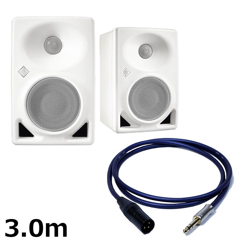 楽器種別：新品NEUMANN/新品 商品一覧＞＞レコーディング【125，000円〜235，000円】 商品一覧＞＞モニタースピーカー/モニタースピーカー/NEUMANN 商品一覧＞＞パワーレックは、専門スタッフに気軽に相談できる渋谷発のDTM・レコーディング機材専門フロアです。NEUMANN KH 80 DSP A W (ペア)【PASSGO BLUEスピーカーケーブルセット(TRS-XLR)3.0m】(ホワイト)(ノイマン)(モニタースピーカー)(KH80)(アクティブモニタースピーカー)商品説明【セット内容】・KH 80 DSP A W：2個（JAN：4044155207613）・PASSGO BLUE TXM Cable (3.0m)：2個（JAN:4580210600819）【KH 80 DSP A W】★4インチ+1インチ、120W＋70W の高効率アンプ搭載の2ウェイパワードモニタースピーカーシリーズ初となるDSPを搭載しており精度と柔軟性の向上に成功し、一貫したサウンドを再現することが可能となります。またKHシリーズではおなじみの高音域を水平軸により拡散するMMDウェーブガイド設計により位置に縛られない作業が可能となります。KH 80 DSPは、スタジオニアフィールドモニターだけではなく、小型マルチチャンネルシステムのフロント/リアスピーカーとして使用するように設計されています。また、デスクトップミュージック等のホームレコーディングにも適しています。●特徴・高性能の120Wと70Wアンプを搭載した4+ 1ドライバ・高音域を水平軸により拡散するMMDウェーブガイド設計・108.8dBのSPL(1mの距離)の最大音圧・標準的なIPネットワークとNeumann.Controlソフトウェアに対応したDSPエンジン■同梱物・KH 80 DSP A W・電源ケーブル(メガネ型コネクタ)・セーフティガイド・取扱説明書・貼り付け用ゴム足 1セット・付録Getting Started Quickly-----妥協無しのNo.1デジタル技術を核としたKH 80 DSPは、フィルタリング機能やルームアジャストメントのオプションにより、あらゆる環境にスタジオ精度のモニターサウンドを実現します。コンパクトな設計でありながら、驚異的な適応能力を持ち、リスニングポジションに向けて最適設計された指向性、振動を抑えたキャビネット設計、洗練された素材選択など、ノイマンのモニター哲学を備えています。ノイマンの開発者は、KH 80 DSPのニュアンス、角度、波の反射をすべて把握しています。すべての音波を正確に演出しているからこそ、ピュアなサウンドを実現できるのです。KH 80 DSPの設計は、独自に開発されたコンピューターシミュレーションがベースになっており。MMD（Mathematical Modeled Dispersion Waveguide）は、正確な音像定位を提供することが可能です。ノイマンは「あなたの部屋」も計算に含めていますレコーディングスタジオ、屋外中継車、オフィスの一角、あるいはただのレンガ造りの建物かもしれません。部屋は音を決定します。部屋の表面や角は干渉、回折、反射、屈折を引き起こし、これらはすべて歪みの一形態です。音響的・物理的な 事故 のない、真の音を得るためには、通常、高価な機器と、それを正しく配置するための十分な時間と専門知識、あるいは賢いアルゴリズムが必要です。背面の「Acoustical Control」スイッチにより、モニターの位置（フリースタンディング、小型/中型/大型デスク）を簡単に調整することが可能です。■仕様・ドライバ: 25mmツイーター / 100mmウーファー・周波数特性: 57Hz - 21kHz ±3dB・最大音圧レベル: 108.8dB SPL (100Hz、6kHz平均)・ツイーターアンプ最大出力: 70W・ウーファーアンプ最大出力: 120W・クロスオーバー周波数: 1.8kHz・クロスオーバースロープ: 48 dB/oct 8th order with phase correction・イコライゼーション(Low-Mid): 0、-1.5、-3、-4.5dB・アナログ入力: XLR/6.3mm(バランス)・入力ゲインコントロール: 0dBu - -15dBu・出力ゲインコントロール: 94、100、108、114dB SPL・CMRR: ＜ 56dB @15kHz・電源電圧: 100V - 240V 50/60Hz・消費電力(100V): ＜50mW(スタンバイ) / 8V(アイドル) / 180V(フル出力)・寸法: W154 x H233 x D194(mm)・重量: 3.4kg (1台)【PASSGO BLUE TXM Cable】【PASSGO BLUE Cable】音をダイレクトに繋ぐ。表現をさらに前へ。■ 高音質と演奏者の思い描くサウンドを両立した、PASSGO Cableのハイパフォーマンスライン「パスゴーブルー」PASSGO BLUEは、銀メッキ軟銅線と純度99.96%以上の無酸素銅（OFC）を組み合わせたハイブリッド導体を採用。バランスの取れた中低域に加え、銀メッキ導体によるスムーズな高域の伸びを実現し、音楽性とダイレクトな信号伝送を両立しました。スムーズな高域の伸びは、ボーカルやギターなどの楽器のニュアンスを自然に伝え、演奏者が思い描く音をより正確に表現します。シールドには乱れにくい編組シールドを採用し、約95%のノイズ遮蔽率を確保。外来ノイズの影響を抑え、安定した信号伝送を可能にしています。ライブ、レコーディング、DJ、ストリーミング、オーディオリスニングなど、さまざまな用途でワンランク上のレコーディングクオリティを提供します。ケーブルカラーには落ち着きのある濃紺（ネイビー）を採用。ラメを散りばめた外装により、識別しやすく、使用環境にもマッチしたデザインです。また、ケーブルの柔軟性や手触りにもこだわり、取り回しの良いしなやかな質感に仕上げています。■【製品仕様(ラインナップ別)】・MICROPHONE CABLE（マイクロフォンケーブル/ラインケーブル/モニタースピーカーケーブル/バランスケーブル）導体：銀メッキ銅線とOFCのハイブリッド構成スケア数(1芯あたり)：0.33sqmm絶縁体：LDPE芯数：2シールド：導電性PVC+編組シールドジャケット：PVC外径：6.0mmXLRプラグ：Neutrik XLR 金メッキTRSプラグ：金メッキ 6.3mm-3極 に真鍮スリーブ長さ：1.5m， 3.0m， 5.0m， 7.0m， 10m※製品の仕様・外観は予告なく変更となる場合がございます。※本製品はパッケージ（ビニール袋）開封後（切断後）の返品・交換はお受けできません。恐れ入りますが、ご購入前に仕様をご確認ください。イケベカテゴリ_レコーディング_モニタースピーカー_モニタースピーカー_NEUMANN_新品 SW_NEUMANN_新品 登録日:2026/05/04 モニタースピーカー スタジオモニター ノイマン のいまん