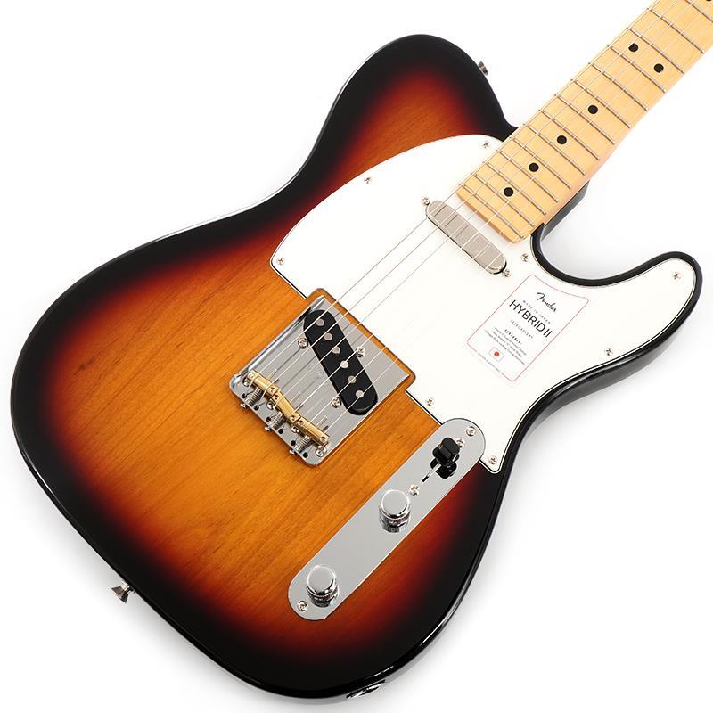 楽器種別：アウトレットFender Made in Japan/Hybrid II Telecaster 商品一覧＞＞Fender Made in Japan/アウトレット 商品一覧＞＞エレキギター【80，000円〜160，000円】 商品一覧＞＞TLタイプ/Fender Made in Japan 商品一覧＞＞当店のギターは、出荷前に専門スタッフが検品・調整しているので安心です！Fender Made in Japan Hybrid II Telecaster (3-Color Sunburst/Maple) 【特価】商品説明本数限定特価品！！Fender Made in Japan Hybrid II SeriesMade in Japan Hybrid IIは、ヴィンテージなルックスはそのままに、プレイヤーや音楽のジャンルを選ばないオールマイティーなモダンスペックを盛り込んだ、まさに「ハイブリッド」と呼ぶにふさわしいシリーズです。 リズム/リード問わず、どのギタリストやベーシストにもフィットする演奏性と楽器のトーンを兼ね備えた製品を、世界的にファンの多いMade in Japanで実現しました。Hybrid II Telecasterは、定評あるアルダーボディに新設計のHybrid II Custom Voiced Single Coilピックアップを装備し、ヴィンテージスタイルのスランテッドブラスサドル仕様のブリッジを搭載。ヴィンテージロッキングチューナー、サテンフィニッシュのネック、Modern Cシェイプに9.5インチラジアスの指板とナロートールフレットがスムーズなプレイヤビリティを提供します。※画像はサンプルです。製品の特性上、杢目、色合いは1本1本異なります。商品詳細Series: Made in Japan Hybrid IIBody Material: AlderBody Finish: Gloss PolyurethaneNeck: Maple， Modern CNeck Finish: Satin Urethane Finish on Back， Gloss Urethane Finish on FrontFingerboard: Maple or Rosewood， 9.5 (241 mm)Frets: 22， Narrow TallPosition Inlays: Black Dot (Maple)， White Dot (Rosewood)Nut (Material/Width): Bone， 1.650 (42 mm)Tuning Machines: Vintage-Style LockingScale Length: 25.5 (648 mm)Bridge: 3-Saddle Vintage-Style Strings-Through-Body Tele with Slanted Brass Barrel SaddlesPickguard: 3-Ply Black or 3-Ply Eggshell or 3-Ply Mint GreenPickups:Hybrid II Custom Voiced Single Coil Telecaster (Bridge)Hybrid II Custom Voiced Single Coil Telecaster (Neck)Pickup Switching: 4-Position Blade:Position 1. Bridge PickupPosition 2. Bridge and Neck Pickups (In Parallel)Position 3. Neck PickupPosition 4. Neck and Bridge Pickups (In Series)Controls: Master Volume， Master ToneControl Knobs: Knurled Flat-TopHardware Finish: Nickel/ChromeStrings: Nickel Plated Steel (.009-.042 Gauges)ギグケース付属イケベカテゴリ_エレキギター_TLタイプ_Fender Made in Japan_Hybrid II Telecaster_アウトレット SW_Fender Made in Japan_アウトレット JAN:0885978544325 登録日:2026/04/27 エレキギター フェンダー ふぇんだー フェンダージャパン フェンジャパ フェンダーJ テレキャスター テレキャス