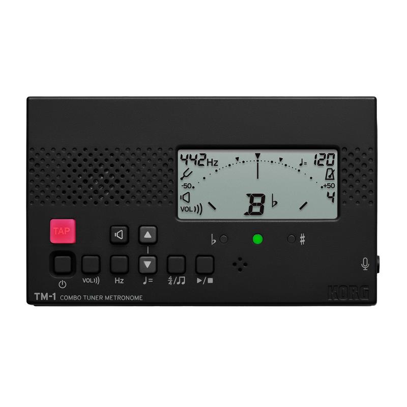 楽器種別：新品KORG/カード型チューナー 商品一覧＞＞KORG/新品 商品一覧＞＞楽器アクセサリ【〜5，000円】 商品一覧＞＞チューナー・メトロノーム/チューナー（一般）/KORG 商品一覧＞＞品揃え豊富な当店なら弦、パーツ、ケーブルなどのアクセサリーがまとめて揃います！KORG TM-1 (BK)商品説明＜シリーズ最小・最軽量。持ち歩きたくなるコンパクトサイズ＞TM-1は、TMシリーズ史上最小・最軽量のモデル。わずか51g*の軽さで、どこへでも気軽に持ち運べます。バッグや楽器ケースのポケットにも収まりやすく、レッスンや部活動、個人練習など、さまざまなシーンで活躍します。本体背面には自立できる折りたたみ式スタンドも搭載し、さまざまな場所で使いやすいよう配慮しました。＊電池含まず＜迷わず使える、シンプルな操作性＞必要な機能に絞ったシンプルな設計で、はじめてでも扱いやすい操作感を実現。ボタンやディスプレイ表示にはアイコンも活用し、わかりやすいデザインを採用しています。毎日使うものだからこそ、すぐに慣れて使いこなせることを大切にしました。＜コンパクトでも、しっかり使えるチューナー機能＞C1（32.70Hz）〜 C8（4186.01Hz）の測定範囲に対応し、管楽器から弦楽器まで幅広い音域をしっかりカバー。基準ピッチはA4 = 438 〜 450Hzまで1Hz単位で調整でき、合奏や演奏環境に合わせて正確なチューニングに対応できます。さらに、基準音を耳で確認できる「サウンドアウト機能」も搭載。基準音は、C4（260.44Hz）〜 C5（535.14Hz）の1オクターブから選択でき、さまざまな楽器の音程確認に役立ちます。コンパクトなサイズでも、毎日の練習に役立つ実用的な機能をしっかり備えています。＜見やすく、使いやすいメトロノーム＞メトロノームは画面上のドットが左右に往復する動きで拍を表示。視覚的にテンポを捉えやすい仕様です。テンポは30〜252回／分の範囲で設定でき、1ステップ刻みで設定できる「フルステップ」と、スイッチを押して好みのテンポに調整できる「タップテンポ」の2タイプから選択可能です。さらに、0〜9拍子に加え、2連符、3連符、3連符中抜き、4連符、4連符中抜きまで、全15種類のリズム・バリエーションを搭載*。日々の基礎練習から難しい楽曲のトレーニングまで、幅広くサポートします。＊チューナーとメトロノームの2つの機能を同時に使用する場合、3連符、3連符中抜き、4連符、4連符中抜きは設定できません。＜別売コンタクト・マイクを使用し、より高精度なチューニングを＞TM-1には外部入力のミニジャック端子を装備。別売コンタクト・マイクCM-400を使用すれば、演奏音を直接チューナーに送ることができ、周囲の音に左右されにくい、より高精度なチューニングが可能です。楽器や練習環境に応じて、柔軟に活用できます。商品詳細【主な仕様】■チューナー部・音律：12平均律・測定範囲*：C1（32.55Hz、A4=438Hz）〜C8（4281.15Hz、A4=450Hz）サイン波時・基準発振音：C4（260.44Hz、A4=438Hz）〜C5（535.14Hz、A4=450Hz）1オクターブ・チューニング機能：メーター、サウンドアウト・基準ピッチ範囲：A4=438〜450Hz（1Hz単位）・測定精度：±1セント以内・サウンド精度：±1セント以内＊測定範囲内の音であっても、倍音を多く含む音色や減衰の速い楽器音は測定できない場合があります。■メトロノーム部・テンポ範囲：?=30〜252回/分・テンポ設定方法：フルステップ、タップテンポ・拍子範囲：0〜9拍子、2連符、3連符、3連符中抜き、4連符、4連符中抜き・テンポ精度：±0.3%■主要規格・接続端子：インプット端子（3.5mmモノラルミニフォーンジャック、不平衡）・スピーカー：ダイナミックスピーカー（21mm）・電源：単4形乾電池（マンガンまたはアルカリ乾電池）2本（3V）・電池寿命：チューナーのみの使用：約400時間（チューナー&メトロノームモード、A4連続入力、アルカリ乾電池）、メトロノームのみの使用：約200時間（メトロノームモード、テンポ120、4拍子、音量最大、アルカリ乾電池）・外形寸法（W x D x H）：100 x 60 x 16 mm・質量：51g（電池含まず）・付属品：クイックスタートガイド・アクセサリー（別売）：CM-400コンタクトマイク※仕様および外観は、改良のため予告なく変更することがあります。イケベカテゴリ_楽器アクセサリ_チューナー・メトロノーム_チューナー（一般）_KORG_カード型チューナー_新品 SW_KORG_新品 JAN:4959112287365 登録日:2026/09/10 コルグ