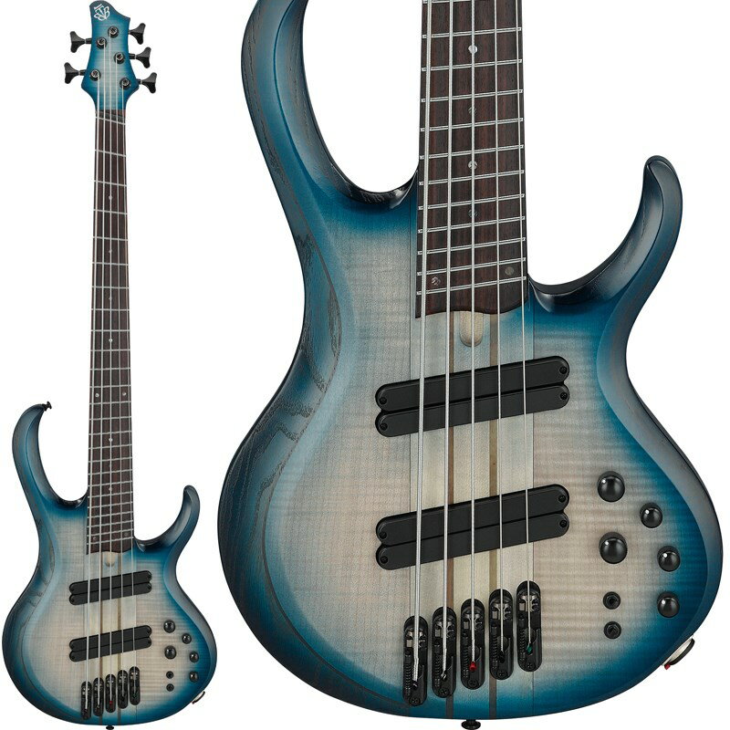 楽器種別：新品エレキベース/Ibanez 商品一覧＞＞エレキベース/Ibanez/BTB (Boutique Bass) 商品一覧＞＞エレキベース【95，000円〜190，000円】 商品一覧＞＞当店のベースは、出荷前に専門スタッフが検品・調整しているので安心です！Ibanez Bass Workshop BTB705LM-CTL商品説明Light Multi Scale仕様のBTB新モデルハイスペックであると共に、プレイヤーの感性を刺激する表現力を備えたベース、それがIbanezのBTB Boutique Bass。 SRシリーズ同様にIbanezを代表する歴史あるベースの一つです。 深いカッタウェイ形状とスルーネック構造は優れたプレイアビリティとサステインをもたらし、選び抜かれた木材と各弦独立構造ブリッジが、Boutiqueの名を体現する装いと豊かなトーンとを約束します。■LM(Light Multi Scale）1弦側が一般的なベースと同じ34インチで、 5弦側は心地良くLowBを鳴らす為の35インチ。この絶妙な1インチの違いが、マルチスケール ・ベースに抱かれがちな弾き難さとは縁遠く、それでいてロングスケールでは獲得しえないハリのある低音をもたらします。また材料選びと作り込みには、BTBの由来であるBoutique Bass(ブティーク ・ベース)に違わぬこだわりを持ちつつ、シーンやジャンルを限定しないデザインと、振り幅の広いサウンドで、誰にでも受け入れられ易い BTBを目指しています。マルチスケール・ベースの裾野を広げ、従来のBTB モデルとも一線を画す、5弦ベースそのものの選択肢を増やす1本です。■5pcメイプル材ウォルナット材ネック、グラファイト ・レインフォースメント ・ロッド装備クリアな音像とアタックに富むメイプル材と硬質なウォルナット材を組み合わせた5pcネック。ネック内部に装備したグラファイト ・ロッドによって剛性を強化しています。ネックバックはボディと共色で着色し、同一フィニッシュとしました。■ネックスルー構造ボディ、34〜35インチ・マルチスケールスルーネック構造がもたらすロング ・サスティーンと 豊 かなレゾナンス 、そしてネック ・バックのシームレスな演奏感は BTB の最大の特長と言えるでしょう。またスケールは、5弦側でBTBの特徴である35インチ、1弦側は34インチのマルチスケールです。ゲージが太くなる低音弦でも芯の有る鳴りを 確保しつつ 、一般的なロング ・スケール ・ベースとの弾き心地の差異を極力減らす、BTB LMモデル独自の設計です。■フレイム ・メイプル/アッシュ/オコウメ 材の積層ウイング・ボディ1本1本異なる表情を見 せるフレイム ・メイプル材をTOPに、さらにアッシュ材とオコウメ材を積層状に貼り合 わせたウイング ・ボディです。■ローズウッド材指板（ w/ ミディアム ・ステンレス ・フレット）指板材としてもっともポピュラーな材料で、バランスの良いサウンドが特長のローズウッド材を採用しています。フレットはブライトな音質と高い耐久性が特徴のステンレス ・フレットです。■Ibanez T1 ピックアップ低音域のタイトなレスポンス 、パンチのある 中音域、クリアな高音域を備 えたサウンドを目指 して設計した、オリジナルのセパレート ・コイル2基によるハムバッカーです。■MR5S ブリッジ弦間ピッチ・アジャスト機構を搭載した、MR5S（モノレール）ブリッジを採用しています。各弦が独立したブリッジで、弦振動をダイレクトにボディへと伝えます。また、サドルが左右方向に1.5mm 動かすことができ、弦と弦とのスペース（弦間ピッチ）を可動範囲内で任意にアジャスト可能です。■Ibanez Custom Electronics 3 band EQ w/EQ bypass switch & Mid frequency switch商品詳細■Neck type：BTB5 for Multi Scale/5pc Maple/Walnut w/Graphite reinforcement rods/Neck through■Body：Flamed Maple top，Ash/Okoume wing body■Fretboard：Rosewood fretboard w/Abalone dot inlay■Fret：Medium Stainless Steel frets■Bridge MR5S bridge (19mm string space)■pickups： T1 neck pickup■Equalizer：Ibanez Custom Electronics 3band EQ w/EQ bypass switch (passive tonecontrol on treble pot)， 3 way Mid frequency switch■Hardware color Black■String gauge：.045/.065/.080/.100/ .130 (D'Addario NYXL45130SL)ソフト ・ケース付属イケベカテゴリ_ベース_エレキベース_Ibanez_BTB (Boutique Bass)_新品 JAN:4549763352569 登録日:2024/04/20 エレキベース アイバニーズ イバニーズ