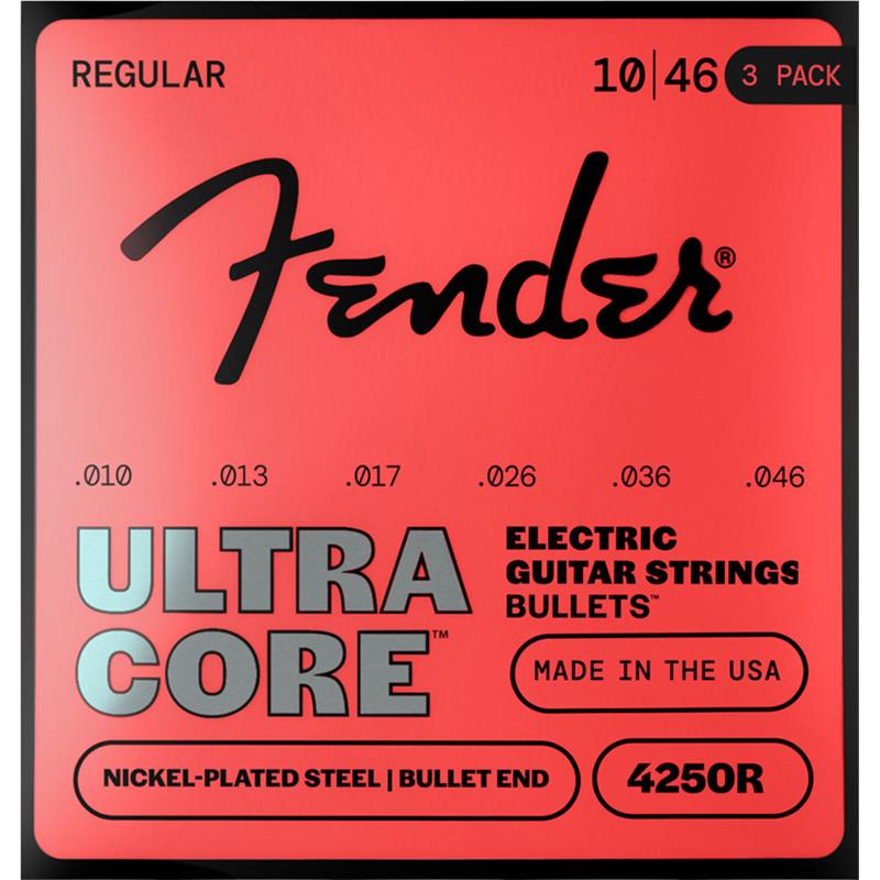 Fender USA  ULTRACORE ELECTRIC GUITAR STRINGS NICKEL PLATED STEEL BULLET END (4250R/10-46) 3 PACK (#0733250606)