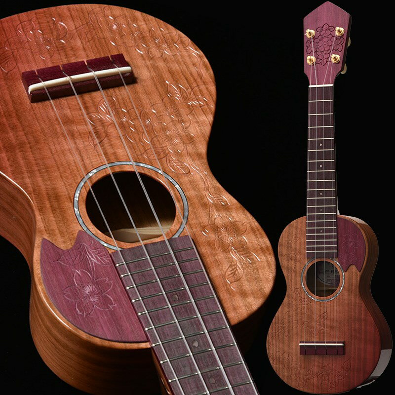 SAKURA UKULELE 【12月以降入荷予定】 SUS-軽井沢彫-Premium (SAKURA-GRD) [伝統工芸「軽井沢彫」と四季のカラーリングを採用した特別モデル] 【Deviser One Day Guitar Show 2023選定品】