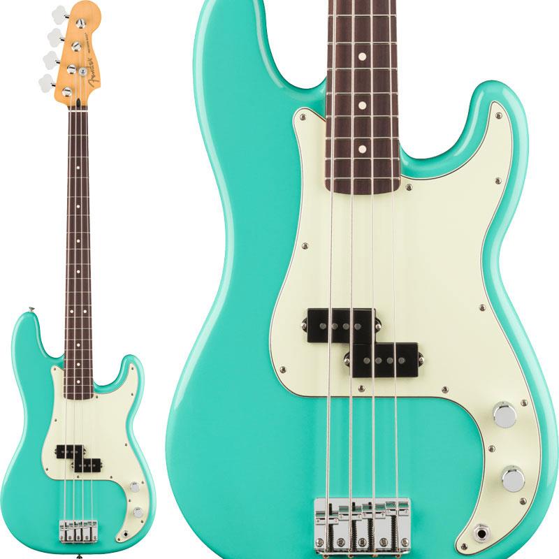 楽器種別：新品Fender MEX/Player 商品一覧＞＞Fender MEX/新品 商品一覧＞＞ベース【65，000円〜135，000円】 商品一覧＞＞エレキベース/PBタイプ/Fender MEX 商品一覧＞＞当店のベースは、出荷前に専門スタッフが検品・調整しているので安心です！Fender MEX 75th Anniversary Player II Precision Bass (Seafoam Green/Rosewood)商品説明プレシジョンベース生誕75周年モデル!Player II Precision Bassは、Fenderならではのアイコニックなサウンドとスタイルを受け継ぎながら、現代のプレイヤーに向けたアップデートを施したステージユースに最適なモデルです。演奏を力強く支え、さらなるインスピレーションを引き出します。Player II Precision Bassは、時代を超えて愛されるFenderの魅力を備えながら、現代のプレイヤーのニーズに応える仕様へと進化しています。ネックには、滑らかなサテンウレタンフィニッシュを施したModern Cシェイプを採用し、演奏性を追求。さらに、ロールドエッジ加工を施した9.5インチラジアスのスラブローズウッドまたはメイプル指板と、20本のミディアムジャンボフレットの組み合わせにより、快適でスムーズなフィンガリングを実現します。ボディには定番のトーンウッドであるアルダーを採用し、伝統的なFenderカラーに加え、アーカイブから復刻された新たなカラーオプションもラインアップ。Player Series Alnico V Split-Coil P Bassピックアップは、甘く伸びやかな高域、音楽的な中域、そして重厚な低域を生み出し、あらゆるジャンルに対応するサウンドを提供します。また、調整可能な4サドルブリッジ、シングルグルーブスチールサドル、オープンギアチューナーを搭載し、高いチューニング安定性を実現。幅広いサウンドメイクに対応する柔軟性を備えています。自分だけのサウンドを追求するプレイヤーに最適なPlayer II Precision Bassは、Fenderならではのルックス、トーン、そして演奏性を兼ね備えたモデルです。※画像はサンプルです。製品の特性上、木目・色合いは1本1本異なります。商品詳細Body Material: AlderBody Finish: PolyesterNeck: Maple， Modern CNeck Finish: Satin UrethaneFingerboard: Maple or Rosewood， 9.5inch (241 mm)Frets: 20， Medium JumboPosition Inlays: Black Dot (Maple)， White Dot (Rosewood)Nut (Material/Width): Synthetic Bone， 1.625inch (41.3 mm)Tuning Machines: Standard Open-GearScale Length: 34inch (864 mm)Bridge: 4-Saddle Bridge with Single-Groove Steel Barrel SaddlesPickguard: 3-Ply ParchmentPickups: (Bridge)， Player Series Alnico 5 Split Single-Coil Precision Bass (Middle)， (Neck)Pickup Switching: NoneControls: Master Volume， Master ToneControl Knobs: Knurled Flat-TopHardware Finish: Nickel/ChromeStrings: Fender USA 7250M Nickel Plated Steel (.045-.105 Gauges)ソフトケース付属イケベカテゴリ_ベース_エレキベース_PBタイプ_Fender MEX_Player_新品 SW_Fender MEX_新品 JAN:0197955229423 登録日:2026/07/09 エレキベース フェンダー ふぇんだー フェンダーメキシコ フェンダーMEX