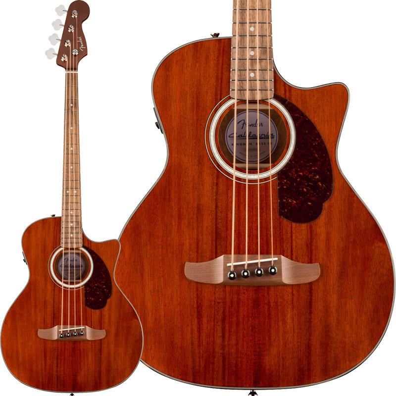 楽器種別：新品Fender Acoustics/新品 商品一覧＞＞ベース【55，000円〜110，000円】 商品一覧＞＞アコースティック・エレアコベース/Fender Acoustics 商品一覧＞＞当店のベースは、出荷前に専門スタッフが検品・調整しているので安心です！Fender Acoustics 【9月以降入荷予定、ご予約受付中】 California Deluxe Kingman Bass CE Mahogany (Natural)商品説明10年以上にわたる綿密な設計思想をもとに生まれたCalifornia Deluxe Seriesは、極上のアコースティックサウンドが求められるあらゆる現場で活躍できるよう設計されたアコースティックギターシリーズです。California Deluxe Kingman Bass CE Mahoganyは、その洗練された構造と表現力豊かなサウンドによって、アコースティックギターの新たな基準を打ち立てます。自宅でのソングライティングからステージでのパフォーマンスまで、California Deluxe Kingman Bass CE Mahoganyはあらゆるシーンで活躍します。アコースティックベース専用ボディは、豊かで自然な低音と優れたレゾナンスを生み出しながら、驚くほど明瞭で輪郭のあるサウンドを実現します。また、コンター加工を施したカッタウェイによりハイポジションへのアクセスも容易に行え、メロディックなフレーズや表現力豊かな演奏にも対応します。ソリッドマホガニートップとラミネートマホガニーバック＆サイドに加え、スキャロップドXブレーシングを採用することで、中域に厚みがあり、高域は滑らかで、心地よいアタック感を備えた温かみのあるトーンを生み出します。シールドギアを採用したスプリットシャフトチューニングマシンは、長時間の演奏でも安定したチューニングを維持。Micartaナットとサドルは弦ごとの振動伝達効率を高め、豊かな響きを引き出します。また、標準装備のフォスファーブロンズ弦は、厚みのある音楽的なトーンを提供します。Fishman(R) CD-1プリアンプシステムとチューナーを搭載しており、ステージでも安心してアンプ出力による演奏を行うことが可能です。多彩な表現力。洗練された設計。あらゆるシーンに対応する汎用性。California Deluxe Seriesにはこれらの要素が全て備わっています。※画像はサンプルです。製品の特性上、木目・色合いは1本1本異なります。商品詳細Body Shape: Kingman BassBody Top: Solid MahoganyBack and Sides: Mahogany， MahoganyBody Finish: Gloss PolyBracing: Scalloped XRosette: PearloidNeck: Mahogany， Slim CNeck Finish: Satin UrethaneFingerboard: WalnutFrets: 20， 2mmPosition Inlays: White DotNut (Material/Width): Micarta， 1.5inch (38.1 mm)Truss Rod: Dual-ActionTuning Machines: Sealed Die-Cast with Split ShaftsScale Length: 30inch (762 mm)Bridge: Modern VikingPickguard: 1-Ply TortoiseshellSpecial Electronics: Fishman CD-1 PreampControls: Volume， Bass， Treble， with Tuner and Phase ControlsHardware Finish: ChromeStrings: Phosphor Bronze (.045-.100 Gauges)イケベカテゴリ_ベース_アコースティック・エレアコベース_Fender Acoustics_新品 SW_Fender Acoustics_新品 JAN:0197955143026 登録日:2026/07/09 エレアコベース アコべ アコースティックベース フェンダー ふぇんだー
