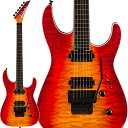 楽器種別：新品エレキギター/Jackson 商品一覧＞＞エレキギター【105，000円〜205，000円】 商品一覧＞＞当店のギターは、出荷前に専門スタッフが検品・調整しているので安心です！Jackson Pro Plus Series Dinky DKAQ Firestorm商品説明Pro Plus DKAQは、豪華なキルトメイプルトップに覆われた1-plyバウンドオクメアーチドトップボディと、グラファイト補強ロッドを内蔵した5ピースメイプル/ウォルナットボルトオンネックを採用し、ハイポジションへのアクセスを容易にするスカルプテッドシュレッダーズヒールカットを装備しています。ネックバックは手作業によるオイルフィニッシュが施され、弾き心地も抜群です。また、ヒールマウントのトラスロッド調整ホイールにより、素早く便利にネック調整をすることが可能です。24本のジャンボステンレスフレットとオフセットパーロイドドットインレイを採用した12?16インチのコンパウンドラジアスエボニー指板は、ヘヴィなコードや高速ソロに最適な演奏性を提供します。JB（ブリッジ）と'59（ネック）の2基のSeymour Duncanハムバッカーをボディにダイレクトマウントし、パワフルなパンチと、モダンメタルに欠かせない強調された輪郭を持つクリアさを両立しています。また、1ボリュームと1トーンコントロールと5ウェイスイッチングを装備し、多彩なトーン調整が可能です。Luminlayサイドドットは、暗いステージでもフレットポジションを容易に視認することが可能です。Pro Plus DKAQは、Jacksonならではの独特なスタイルを誇り、様々なカラーオプションが用意されており、それに合わせた先鋭な6インラインヘッドストック、シールドダイキャストチューニングマシンやJacksonロッキングストラップボタンなどオールブラックハードウェアが採用されています。※画像はサンプルです。商品の特性上、木目や色合いは一本毎に異なり、お選び頂く事は出来ません。商品詳細NeckHEADSTOCK:Jackson Pointed 6-In-LineHEADSTOCK BINDING:WhiteNECK MATERIAL:5-Piece Maple/Walnut/Maple/Walnut/MapleNECK FINISH:OiledNECK CONSTRUCTION:Bolt-On with Graphite ReinforcementFINGERBOARD RADIUS:12-16 Compound Radius (304.8 mm to 406.4 mm)FINGERBOARD MATERIAL:EbonyPOSITION INLAYS:Offset Pearloid DotSIDE DOTS:LuminlayNUMBER OF FRETS:24TRUSS ROD:Dual-Action with WheelTRUSS ROD NUT:Heel-Mount Truss Rod Adjustment WheelSTRING NUT:Floyd Rose 1000 Series LockingNUT WIDTH:1.6875 (42.86 mm)NUT MATERIAL:Floyd Rose 1000 Series LockingBodyBODY:OkoumeBODY FINISH:GlossBODY SHAPE:DinkyBODY BINDING:WhiteBODY MATERIAL:OkoumeHardwareBRIDGE:Floyd Rose 1000 Series Double-Locking Tremolo (Recessed)PICKUP COVERS:BlackCONTROL KNOBS:Dome-StyleSWITCH TIP:BlackHARDWARE FINISH:BlackTUNING MACHINES:Jackson Sealed Die-CastSTRINGS:Nickel Plated Steel (.009-.042 Gauges)TREMOLO ARM:Floyd Rose 1000 Series LockingSTRAP BUTTONS:Dunlop Dual-LockingElectronicsBRIDGE PICKUP:Seymour Duncan JB TB-4 Direct MountNECK PICKUP:Seymour Duncan '59 SH-1NPICKUP CONFIGURATION:HHCONTROLS:Volume ToneSWITCHING:5-Position Blade: Position 1. Bridge Position 2. Bridge Outer Coil and Neck Inner Coil Position 3. Bridge and Neck Position 4. Bridge Inner Coil and Neck Outer Coil Position 5. Neckギグバッグ付属イケベカテゴリ_ギター_エレキギター_Jackson_新品 JAN:0717669561093 登録日:2023/08/02 エレキギター ジャクソン