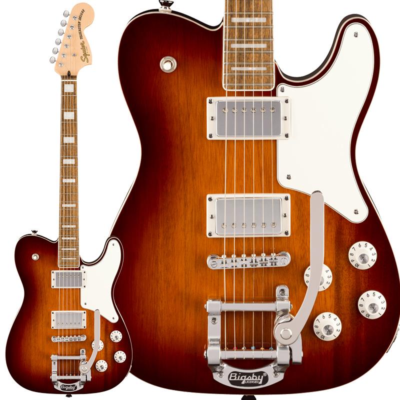 Squier by Fender Paranormal Troublemaker Telecaster Deluxe Bigsby (Honey Sunb...