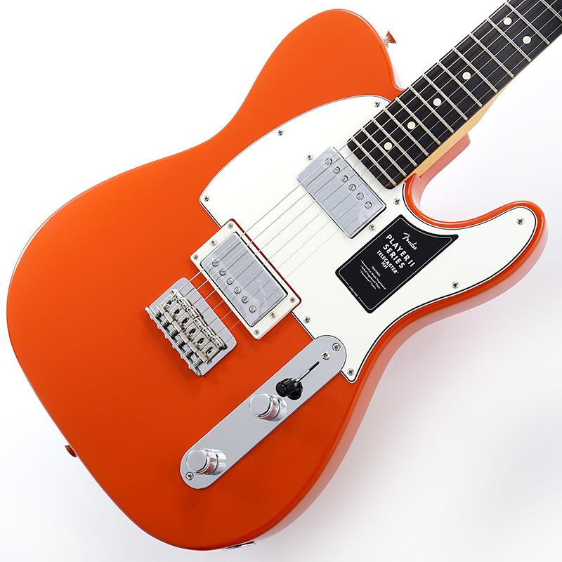 楽器種別：新品Fender MEX/Player 商品一覧＞＞Fender MEX/新品 商品一覧＞＞エレキギター【70，000円〜140，000円】 商品一覧＞＞TLタイプ/Fender MEX 商品一覧＞＞当店のギターは、出荷前に専門スタッフが検品・調整しているので安心です！Fender MEX Player II Telecaster HH (Rallye Orange/Rosewood)商品説明Player II SeriesPlayer IIシリーズは、フェンダーの伝統と進化を兼ね備え、フェンダーのDNAを持つアイコニックなサウンドとスタイルを提供します。現代のあらゆるプレイヤーのライブステージやスタジオワークに必要とされる汎用性の高い仕様を持ち、プレイヤーの演奏にインスピレーションを与える現代的なアップデートが施されています。また、本シリーズは、音楽に本気で取り組むプレイヤーも満足する製品ラインナップを取り揃え、これらを手頃な価格で実現しています。Player II Telecaster HHは、時代を超越したフェンダーの魅力を放ちながらも、その中身は現代プレイヤー向けにデザインされています。Modern Cシェイプのネックバックにはシルキーなサテンウレタンフィニッシュが施されており、丁寧にロールオフされた指板エッジと22本のミディアムジャンボフレットを採用した9.5インチラジアスのスラブローズウッドまたはメイプル指板が、ネック全長にわたり快適なプレイアビリティを提供します。クラシックなトーンウッドであるアルダーボディを採用したPlayer II Telecaster HHは、伝統的なフェンダーフィニッシュ、またはフェンダーのカラーアーカイブから発掘され、本シリーズで初採用となる新フィニッシュなど、幅広いカラーの選択肢をご用意しています。Player Series Alnico IIハムバッカーからは明瞭度の高いハイエンド、力強いミッドレンジ、太くタイトなローエンドが得られます。3ウェイブレードスイッチにより、多彩なサウンド設計が可能です。6ベントスチールサドル式ハードテイルブリッジと、ClassicGearチューニングマシンによりチューニングの安定性が確保され、無限のサウンドの可能性を追求できる柔軟性を備えています。Player IIシリーズ製品は、フェンダーならではのルックス、トーン、フィーリングを備え、自分だけの個性的なサウンドを作り上げるのに最適な仕様でまとめ上げられています。※画像はサンプルです。製品の特性上、杢目、色合いは個体ごとに異なります。商品詳細Series: Player IIBody Material: AlderBody Finish: Gloss PolyesterNeck: Maple， Modern CNeck Finish: Satin Urethane Finish on Back of Neck with Gloss Urethane Headstock FaceFingerboard: Slab Rosewood， 9.5 (241 mm)Frets: 22， Medium JumboPosition Inlays: White DotNut (Material/Width): Synthetic Bone， 1.650 (42 mm)Tuning Machines: Fender ClassicGearScale Length: 25.5 (64.77 cm)Bridge: 6-Saddle Strings-Through-Body Strat Hardtail with Bent Steel SaddlesPickguard: 3-Ply Black/White/BlackPickups: Player Series Alnico 2 Humbucker (Bridge and Neck)Pickup Switching: 3-Position Blade:Position 1. Bridge PickupPosition 2. Bridge and Neck PickupsPosition 3. Neck PickupControls: Master Volume， Master ToneControl Knobs: Knurled Flat-TopHardware Finish: Nickel/ChromeStrings: Fender USA 250L Nickel Plated Steel (.009-.042 Gauges)， PN 0730250403ソフトケース付属イケベカテゴリ_エレキギター_TLタイプ_Fender MEX_Player_新品 SW_Fender MEX_新品 JAN:0885978996889 登録日:2026/06/26 エレキギター フェンダー ふぇんだー フェンダーMEX フェンダーメキシコ