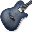 楽器種別：新品エレクトリックアコースティックギター/Godin 商品一覧＞＞エレクトリックアコースティックギター【185，000円〜350，000円】 商品一覧＞＞アコギ買うなら、当店で！出荷前の検品・調整はもちろん、丁寧梱包でお届けします！Godin A6 Ultra Denim Blue Flame商品説明旧輸入代理店時代の日本限定オーダーモデルが、あまりに好評で世界基準のレギュラーモデルとなりました。通常モデルのシダートップからフレイムメイプル/シダートップとなり、締まったサウンド！ネックスタイルはエレキ同様の細身のVシェイプになり、シンプルなコントロールや小振りなボディー等、エレキから持ち替えても違和感の無いライトな演奏性を持ちます。ブリッジに搭載されるピエゾPUはEPMトランスデューサーへバージョンアップされており、優れたハウリング抑制を誇るゴダン独自のダブルチェンバーボディーとのマッチングから、よりアコースティック感を際立たせております！更にフロント位置には新たにゴダンオリジナルのハムバッカーPUが搭載されており、JAZZYなニュアンスも加味されており、その使い勝手は非常に幅広く進化しました！使用弦は、マグネティックPUに対応して.012〜.052エレキ弦を採用。アコースティックとマグネティックそれぞれのサウンドは手元で瞬時にミックスコントロール可能となっており、アウトプットも2系統を装備している為、それぞれに異なるアンプやエフェクトを繋ぎ、左右に振ったり混ぜたり更に異なるエフェクトを掛けたりと、そのサウンドは弾き手のアイディアや感性によって様々に表情を変えます。そのシンプルさと優れたパフォーマンスの両立はライブでの優れた使い勝手に直結しており、ゴダンならではの確固としたコンセプトの表れとも言えるでしょう！トップの杢目も良好になっており、サイドギターやボーカルギターにも最適！その優れたパフォーマンスは、数々のアーティストの使用で実証済みです！まさにライブ&レコーディング仕様エレアコの決定版！商品詳細[SPEC]COLOR.....Denim BlueBODY....Flame Maple/Solid Ceder Top， Silver Leaf Maple Center， Poplar SideNECK...MahoganyFINGERBOARD...Ritchlite，406R， 25 1/2， 22FretsNut Width...43mmPU...Godin GAHN-1 / EPM Under Saddle TransducerBRIDGE...RitchliteOUTPUT...Electric， MixCONTROL...Piezo，Vol-Piezo Preamp EQ-Mag，VolMag，Treble-Mag，Bass【Weight:2，9kg】専用ギグケース付属イケベカテゴリ_アコースティック／エレアコギター_エレクトリックアコースティックギター_Godin_新品 JAN:0623501047963 登録日:2024/03/07 エレアコ ゴダン