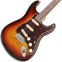 楽器種別：新品エレキギター/Fender USA 商品一覧＞＞エレキギター/Fender USA/American Professional 商品一覧＞＞エレキギター【205，000円〜395，000円】 商品一覧＞＞当店のギターは、出荷前に専門スタッフが検品・調整しているので安心です！Fender USA 70th Anniversary American Professional II Stratocaster (Comet Burst/Rosewood)商品説明タイムレスなトーンとアイコニックなスタイリングで70年もの間、プレイヤーを魅了し続けてきたストラトキャスターギターを讃える70周年記念コレクション、70th Anniversary Stratocaster Collection。本コレクションにラインナップされている70th Anniversary Stratocaster全モデルには、他の追随を許さないストラトキャスターギターの豊かな伝統と伝説的なトーンが宿されています。70th Anniversary Stratocaster Collectionには、ヴィンテージにこだわるプレイヤーから、最先端の機能を求めるプログレッシブなプレイヤーまで、すべてのプレイヤーがストラトキャスターのレガシーと、フェンダーの歴史を存分に体験できるモデルが取り揃えられています。70th Anniversary American Professional II Stratocaster Comet Burstは、アルダーボディにゴージャスなフレイムメイプルトップをあしらい、エレガンスと気品をエンハンスするComet Burst（コメットバースト）フィニッシュに仕上げられています。本製品に採用された70th Anniversary V-Mod II Single-Coil Stratピックアップは、ダイナミックで表現力豊かなトーンを奏でます。Deep Cシェイプをフィーチャーしたネックは、滑らかな指板エッジ処理がされており、スムーズな演奏性を提供するSuper-Naturalサテンフィニッシュ、ハイポジションへのアクセスを容易にするネックヒールデザインが特徴です。アップグレードされたコールドロールドスチールブロックを採用した2点支持トレモロは、サスティンと明瞭度、ハイエンドの煌びやかさを向上させます。デラックスロッキングチューナーにより、チューニングの安定性も抜群です。American Professional II Stratocasterは、優れたフィット感とサウンドの多様性を即座に体感できるモデルであり、プロフェッショナル向けの楽器の新たなスタンダードを定義付ける高品位な仕様をギター全体に渡り備えています。付属のInca SilverカラーのABSモールドケースは、大切な楽器をしっかりと保護します。また、内装はブルーカラーと特別な仕様となっております。70th Anniversary Stratocaster Collectionは期間限定でのご提供となります。※画像はサンプルです。製品の特性上、杢目、色合は個体ごとに異なります。商品詳細Series: AnniversaryBody Material: Flame Maple Top over Alder BodyBody Finish: Gloss UrethaneNeck: Maple， Deep CNeck Finish: Super-Natural Satin Urethane Finish on Back of Neckwith Gloss Urethane Headstock FaceFingerboard: Rosewood， 9.5 (241 mm)Frets: 22， Narrow TallPosition Inlays: White DotNut (Material/Width): Bone， 1.685 (42.8 mm)Tuning Machines: Deluxe Cast/Sealed Locking (all short posts)Scale Length: 25.5 (64.77 cm)Bridge: 2-Point Synchronized Tremolo with Bent Steel Saddles，Pop-In Tremolo Arm and Cold-Rolled Steel BlockPickguard: 4-Ply TortoiseshellPickups: 70th Anniversary V-Mod II Single-Coil Strat (Bridge， Middle， Neck)Pickup Switching: 5-Position Blade:Position 1. Bridge PickupPosition 2. Bridge and Middle PickupPosition 3. Middle PickupPosition 4. Middle and Neck PickupPosition 5. Neck PickupAuxiliary Switching: Push-Push Tone Control Adds Neck PickupControls: Master Volume， Tone 1. (Neck/Middle Pickups)，Tone 2. (Bridge Pickup)Control Knobs: Aged White PlasticHardware Finish: Nickel/ChromeStrings: .009-.042 Gaugesインカシルバー・ハードケース付属イケベカテゴリ_ギター_エレキギター_Fender USA_American Professional_新品 JAN:0717669694418 登録日:2024/01/24 エレキギター フェンダー ふぇんだー フェンダーUSA